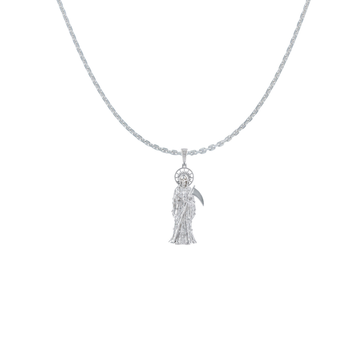 La Santa Muerte Holy Death Grim Reaper Pendant | 925 Sterling Silver Necklace