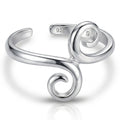 Sterling Silver Swirl Toe Ring - Adjustable 925 Silver Foot Jewelry