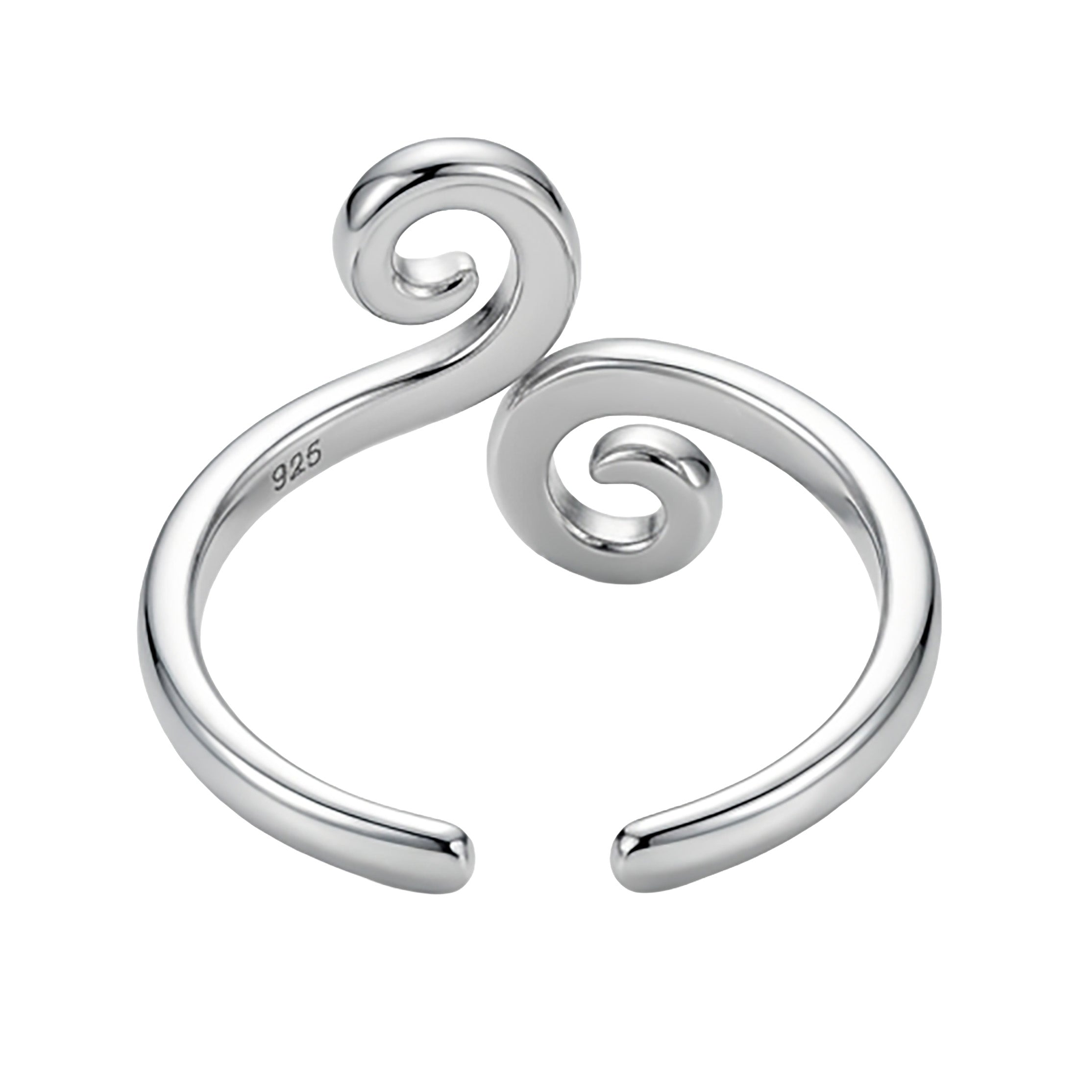 Sterling Silver Swirl Toe Ring - Adjustable 925 Silver Foot Jewelry