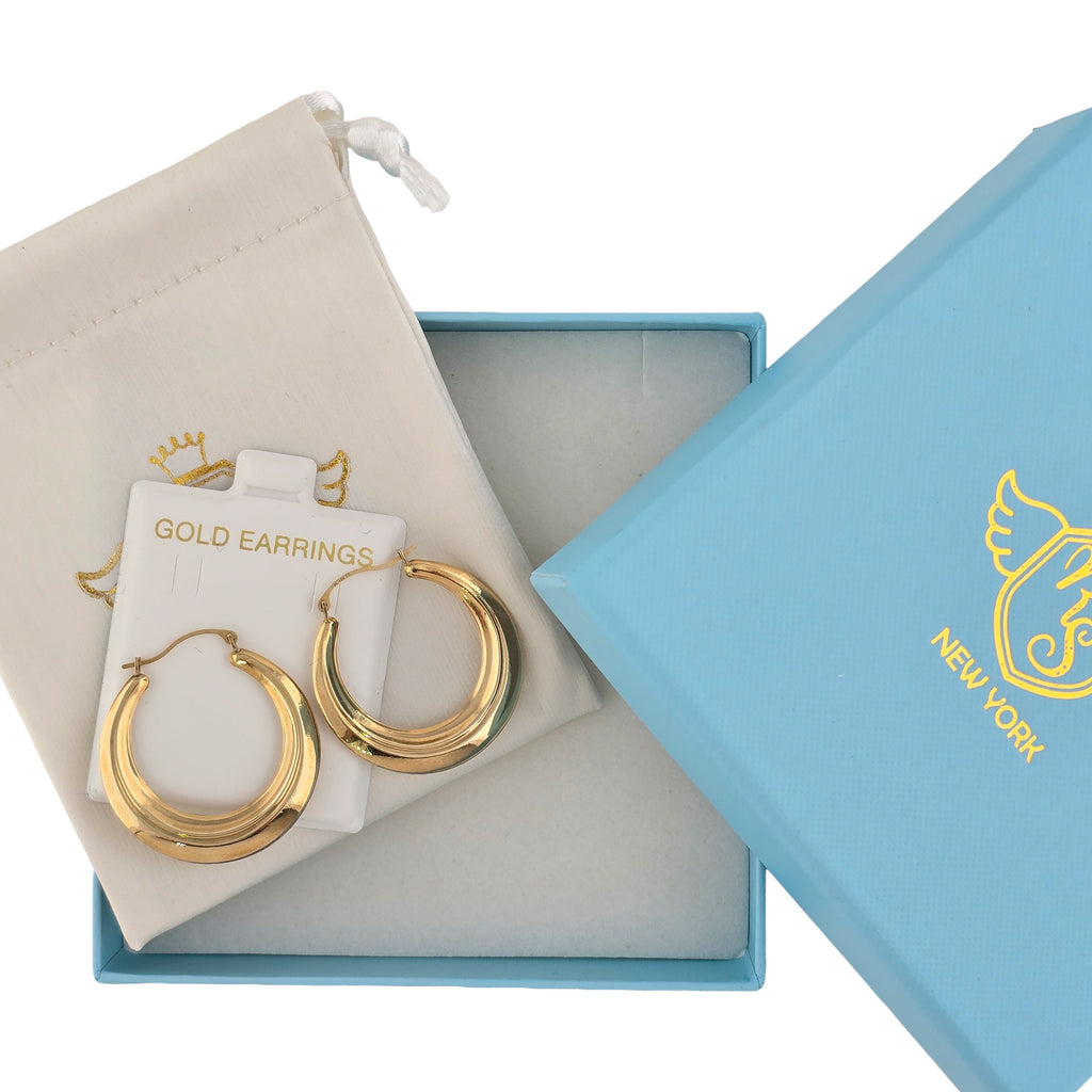 Real 10K Yellow Gold Classic Hoop Earrings – 30mm