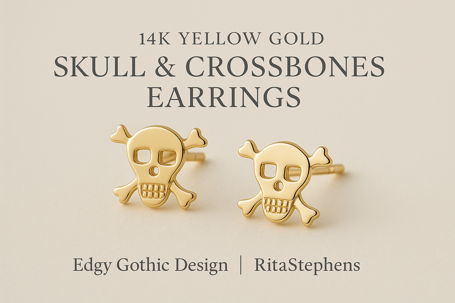 <h2>14k yellow gold skull &amp; crossbones stud earrings</h2><p><strong>make a bold statement</strong> with these premium 14k yellow gold skull and crossbones stud earrings. perfect for those who embrace their edgy, alternative style.</p><p><strong>ðÿ�† genuine 14k yellow gold at an excellent price!</strong> these are real, authentic solid gold earrings - not plated or filled. you're getting genuine luxury jewelry at an unbeatable value.</p><h3>key features:</h3><ul>
<li>
<strong>real genuine 14k yellow gol