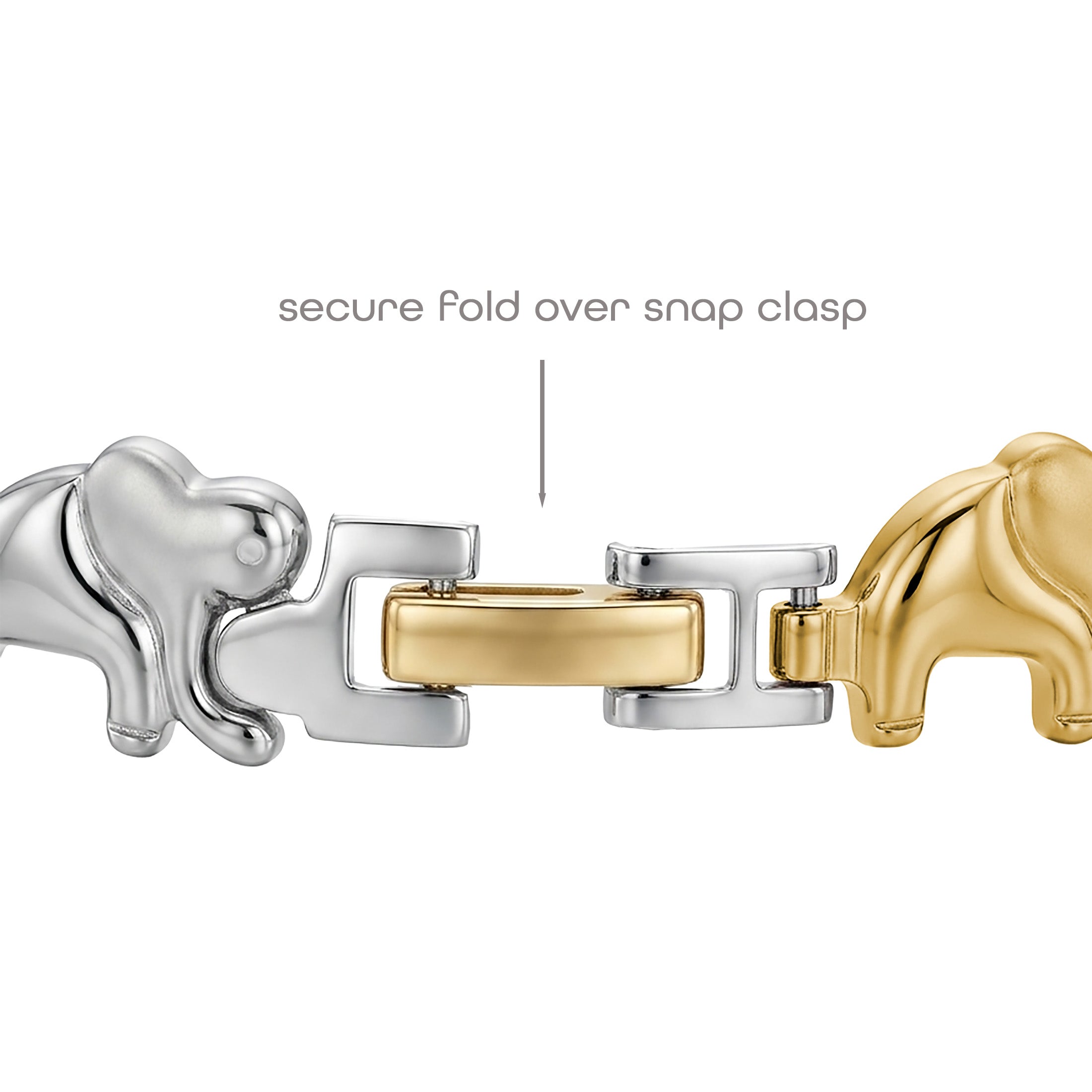 Good Luck Elephant Bracelet – Two Tone Stainless Steel (7.5” or 8”)