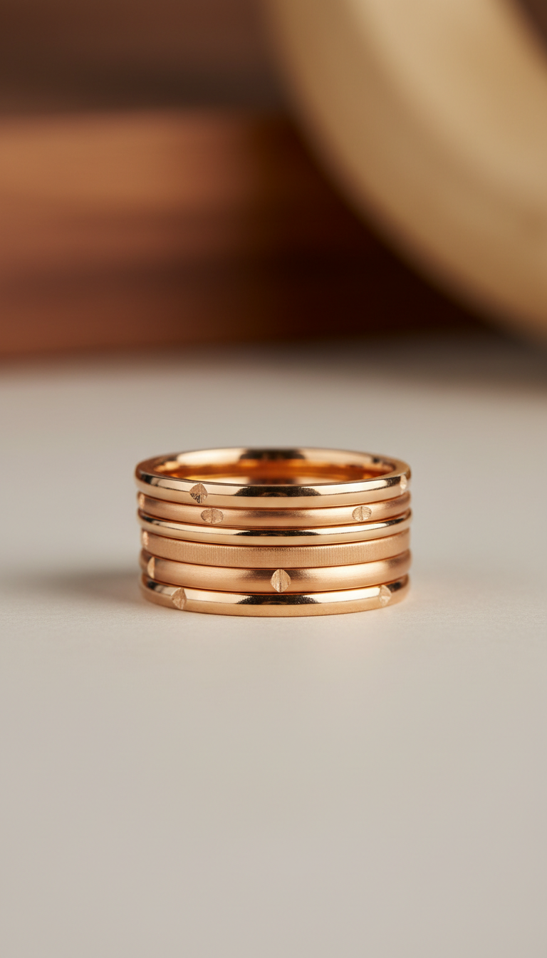 Ember gold stacking rings
