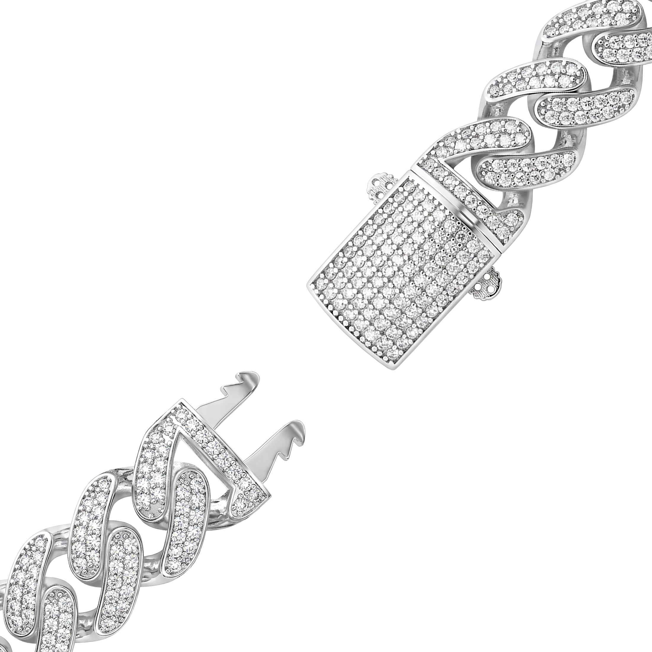 Luxurious 11mm Iced Out Cuban Link Bracelet - Real 925 Sterling Silver - Rhodium Plated - Dazzling Pave CZ Diamonds - Statement Piece for Men & Women