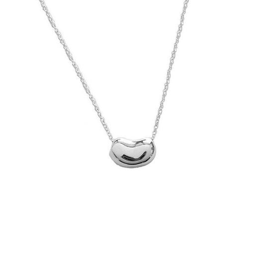 Ritastephens Elegant 18'' Sterling Silver Kidney Bean Charm Necklace – Timeless & Minimalist Design