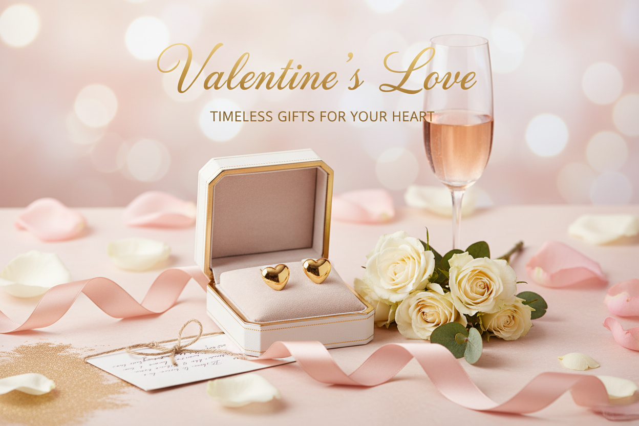 Gold Heart Earrings Valentine Hero