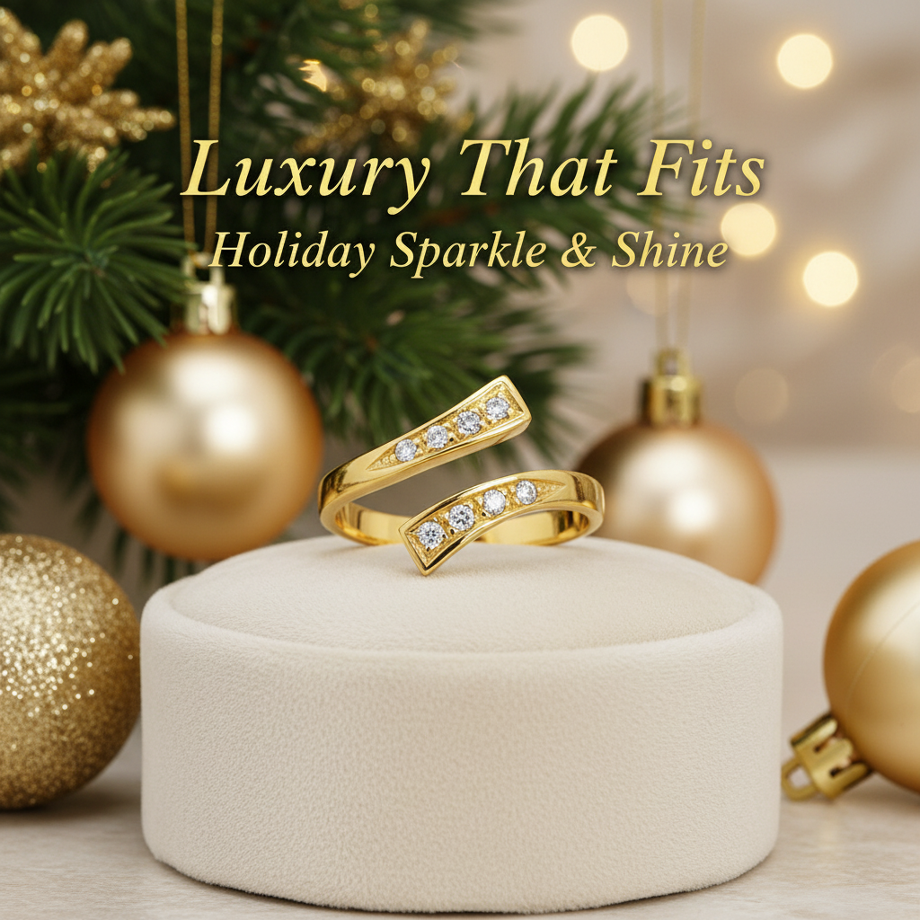 Gold Ring with Holiday Text