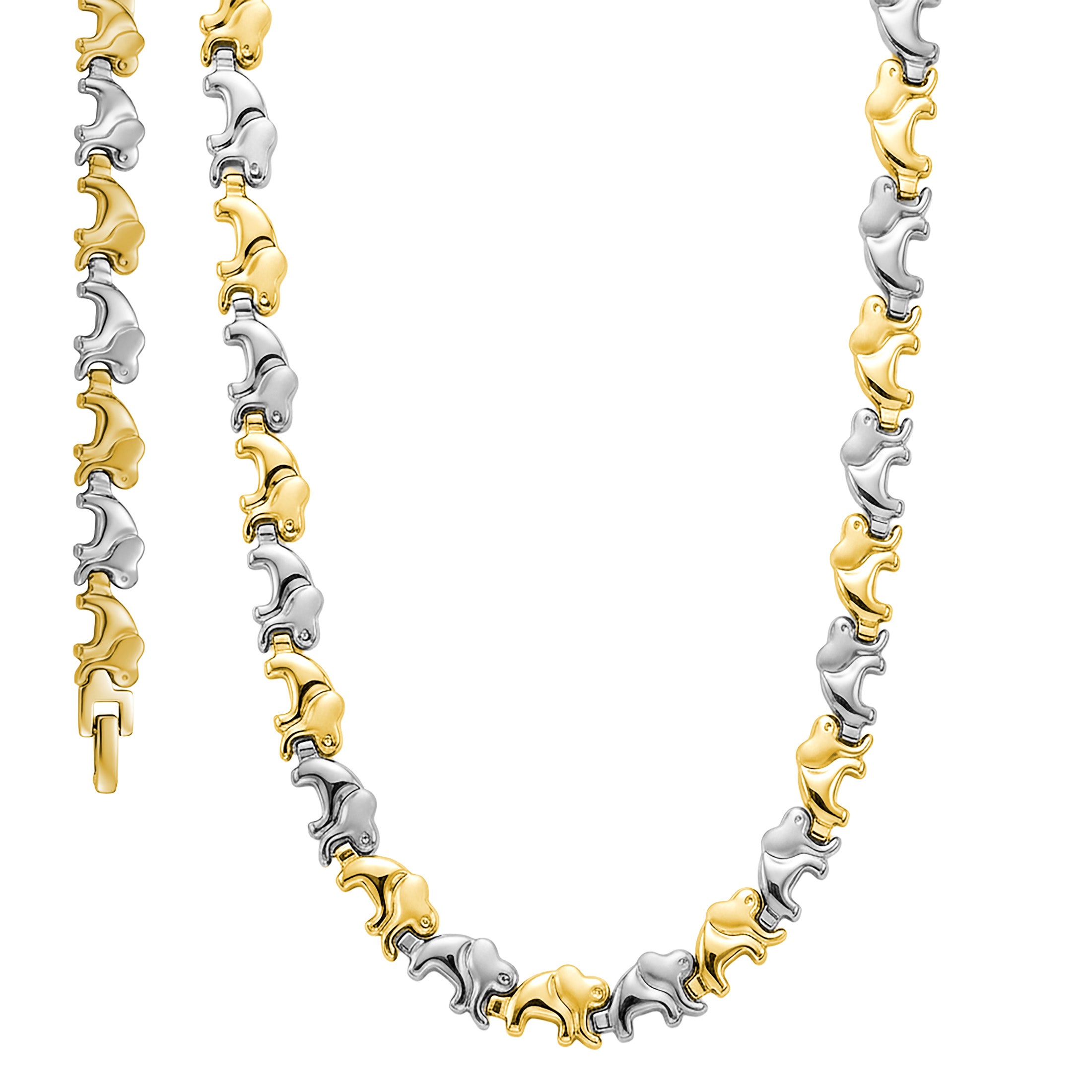 Elephant Jewelry Set – Necklace & Bracelet – Stainless Steel Lucky Elephant Gift