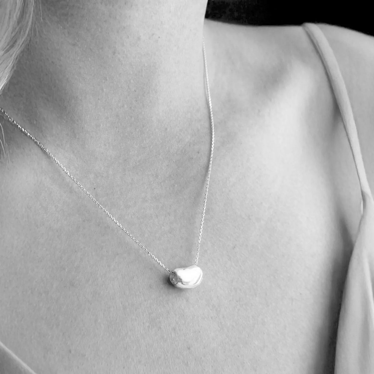 Heart Minimalistic stackable necklace Yellow Gold tone overlay sterling silver 925 and white gold