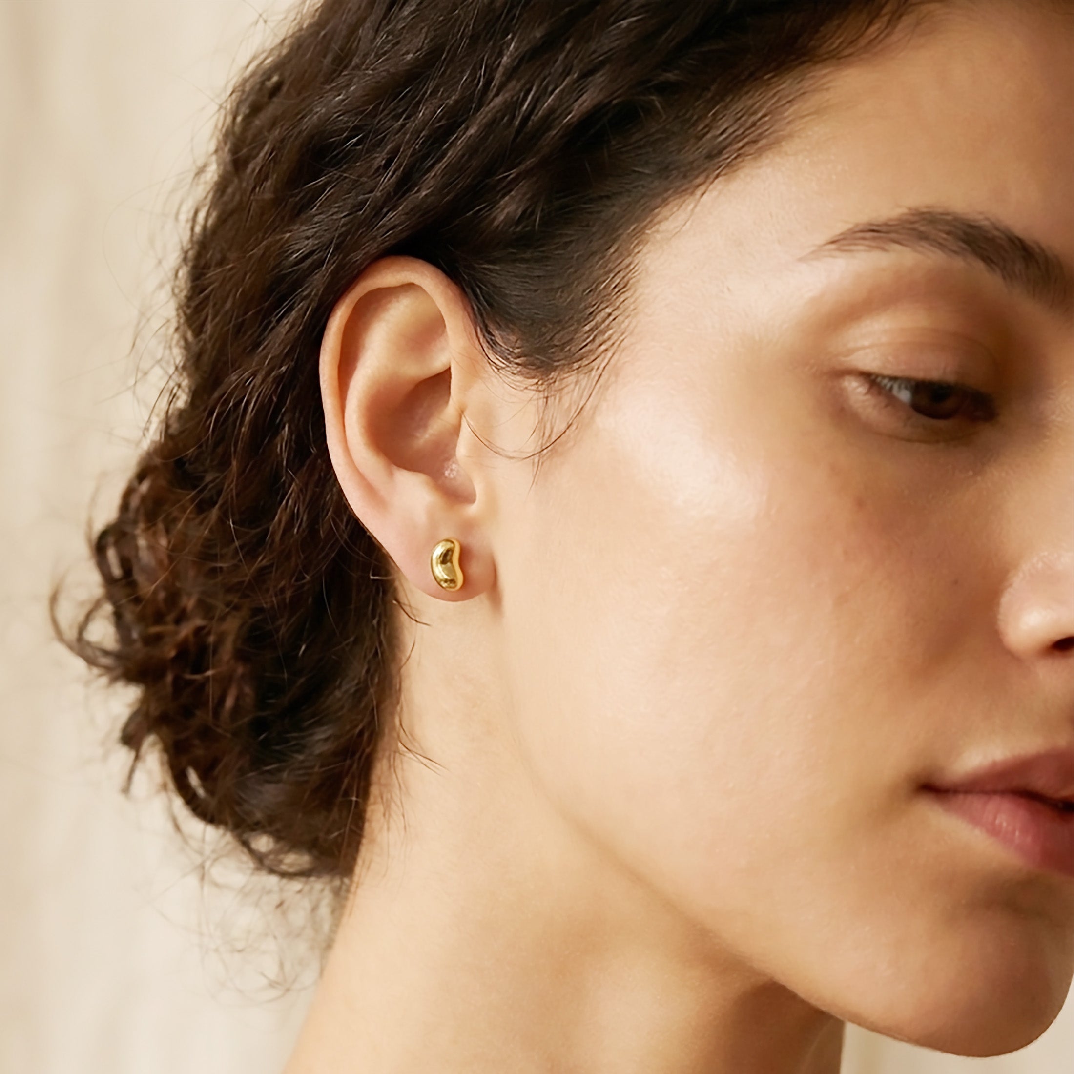 Dainty Gold Plated Sterling Silver Heart Studs for Everyday Wear