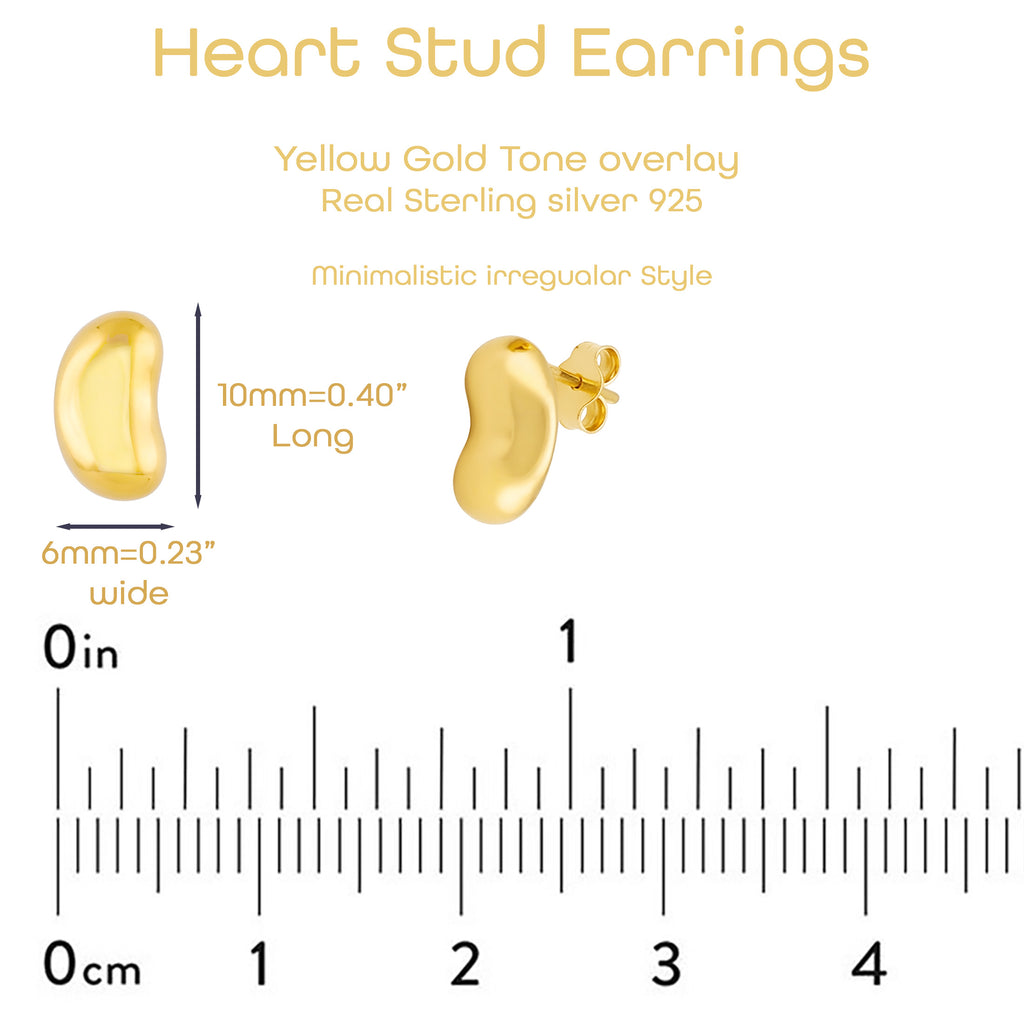 Dainty Gold Plated Sterling Silver Heart Studs for Everyday Wear