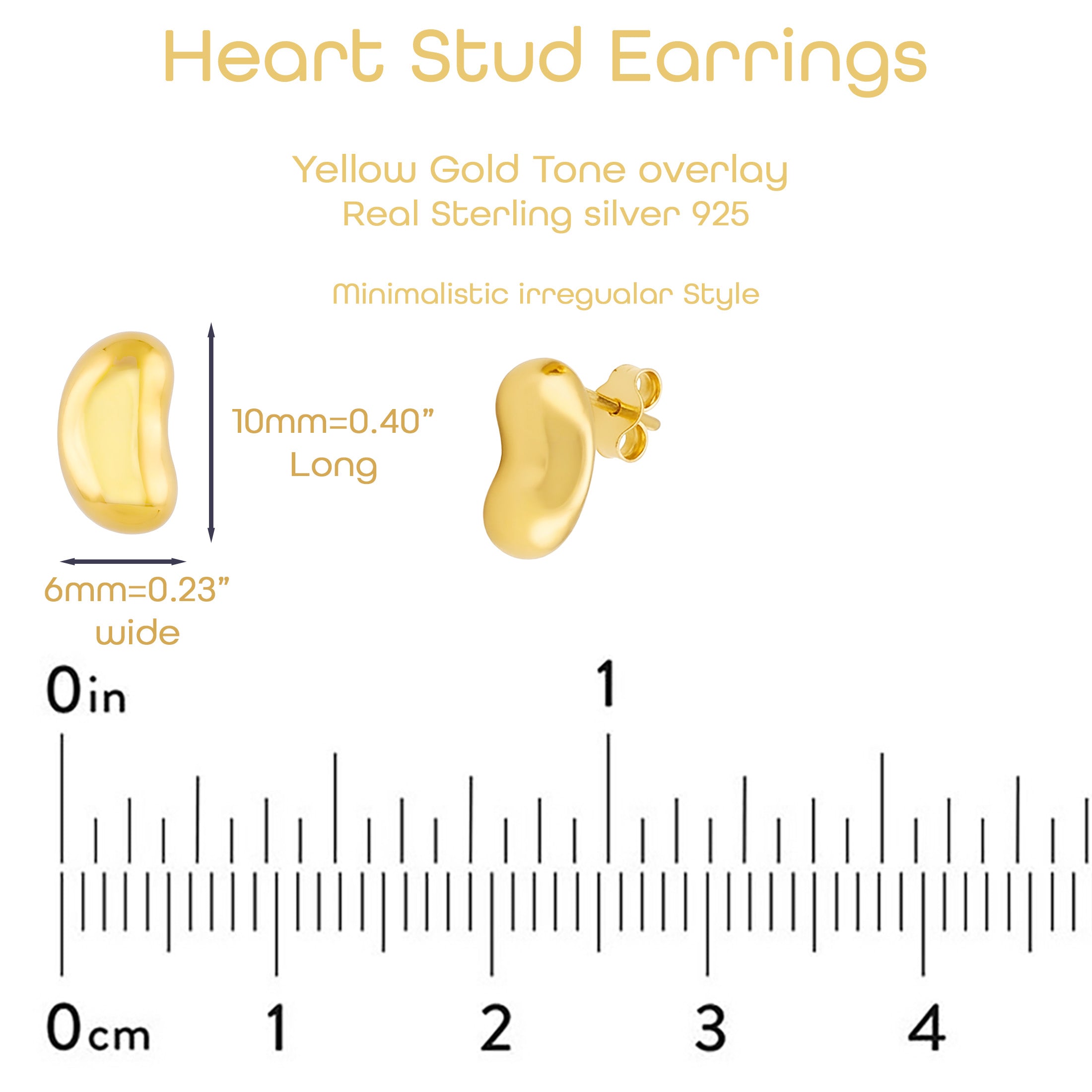 Dainty Gold Plated Sterling Silver Heart Studs for Everyday Wear