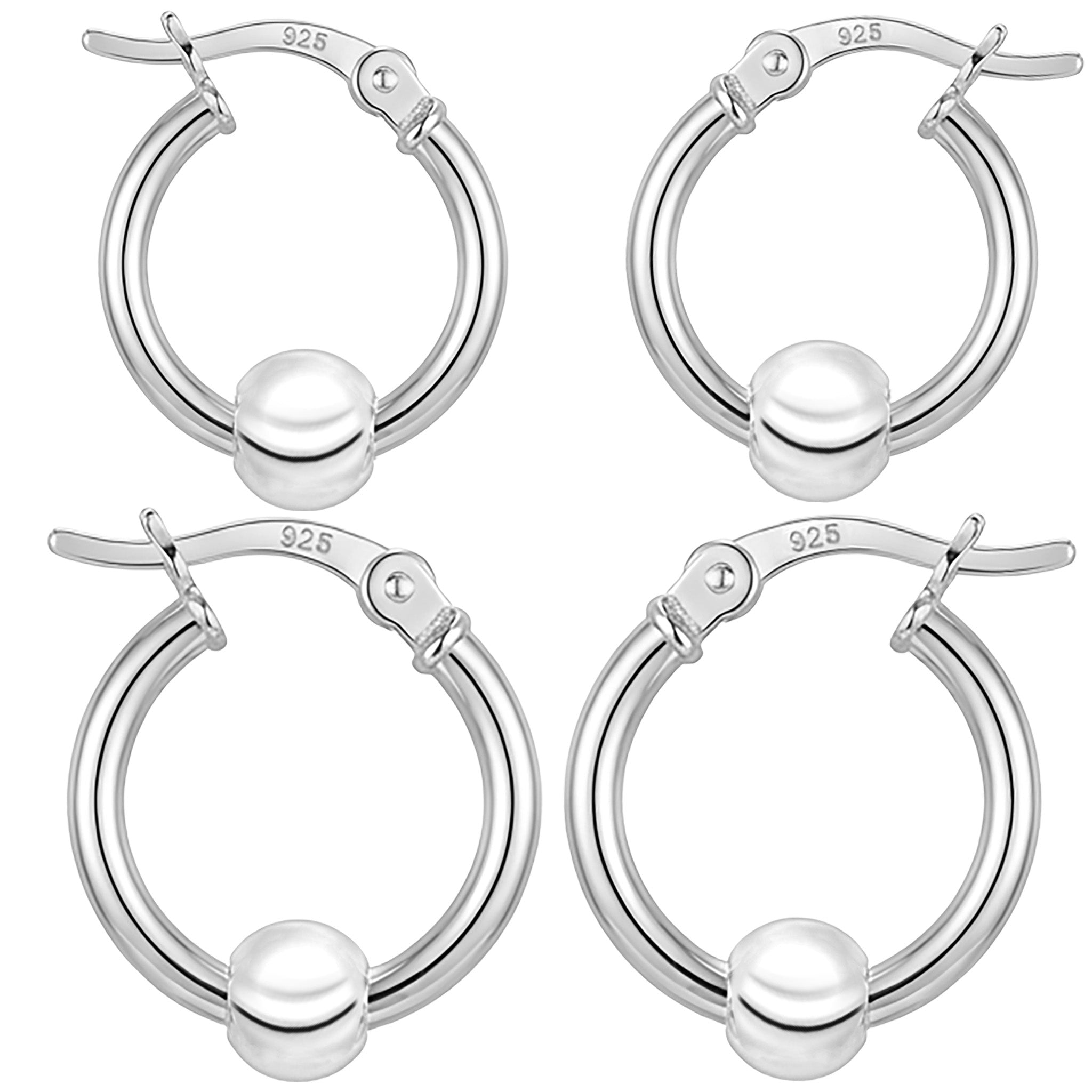 Sterling Silver Hoop Earrings 14mm 18mm and gift set
