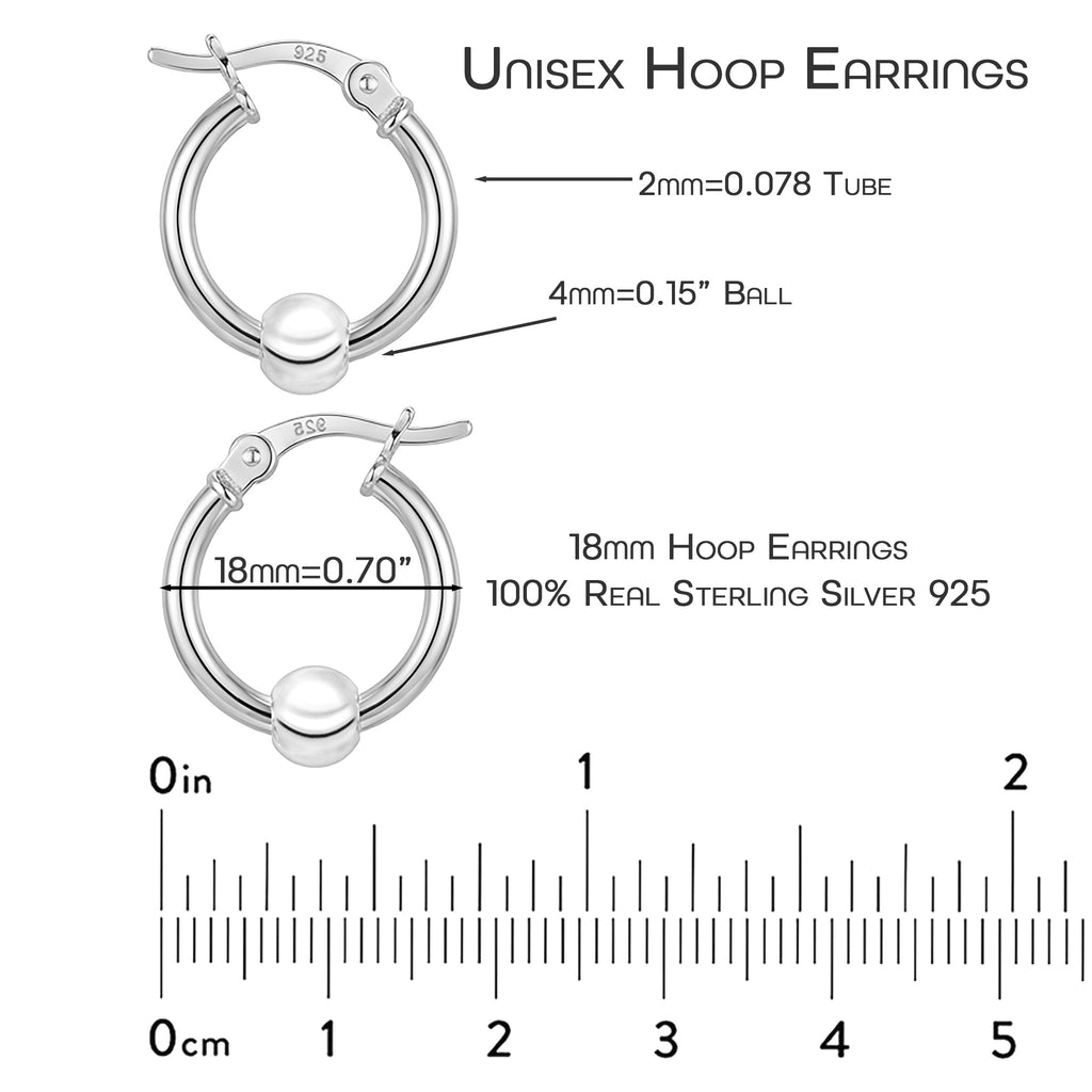 Sterling Silver Hoop Earrings 14mm 18mm and gift set