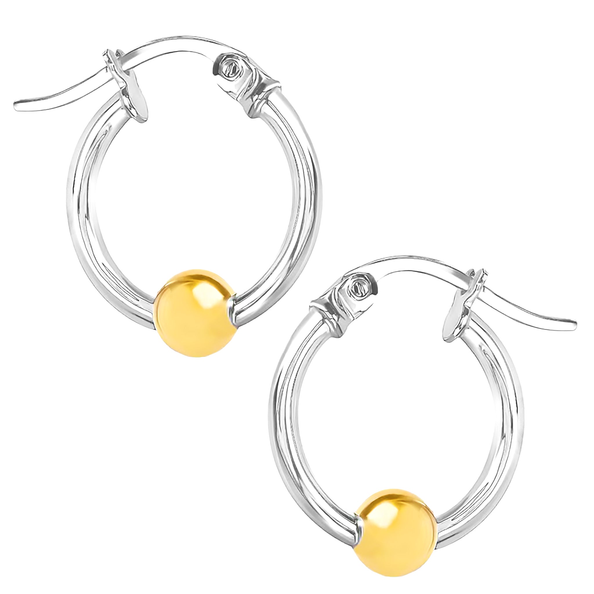 Gold Plated Sterling Silver Hoop Earrings 14mm 18mm and gift set