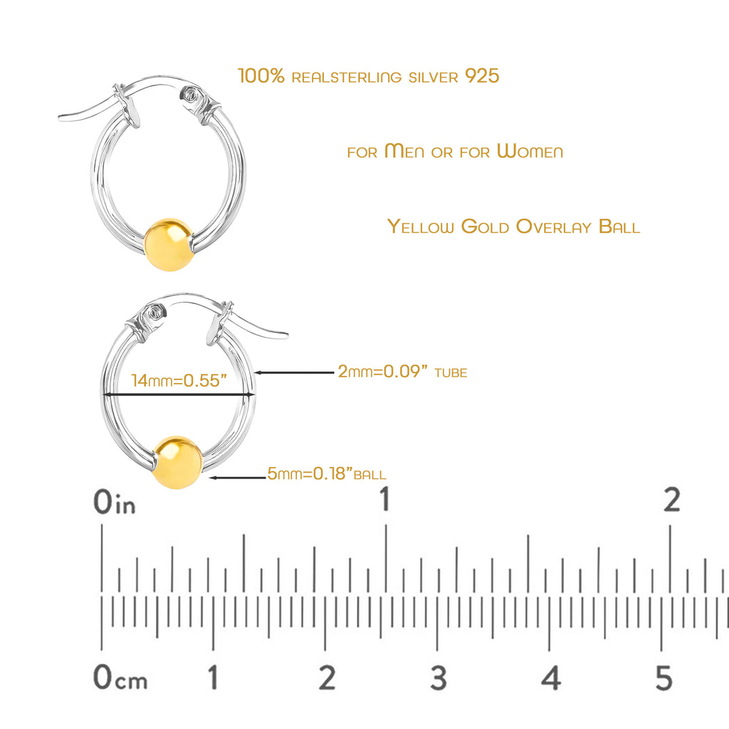 Gold Plated Sterling Silver Hoop Earrings 14mm 18mm and gift set