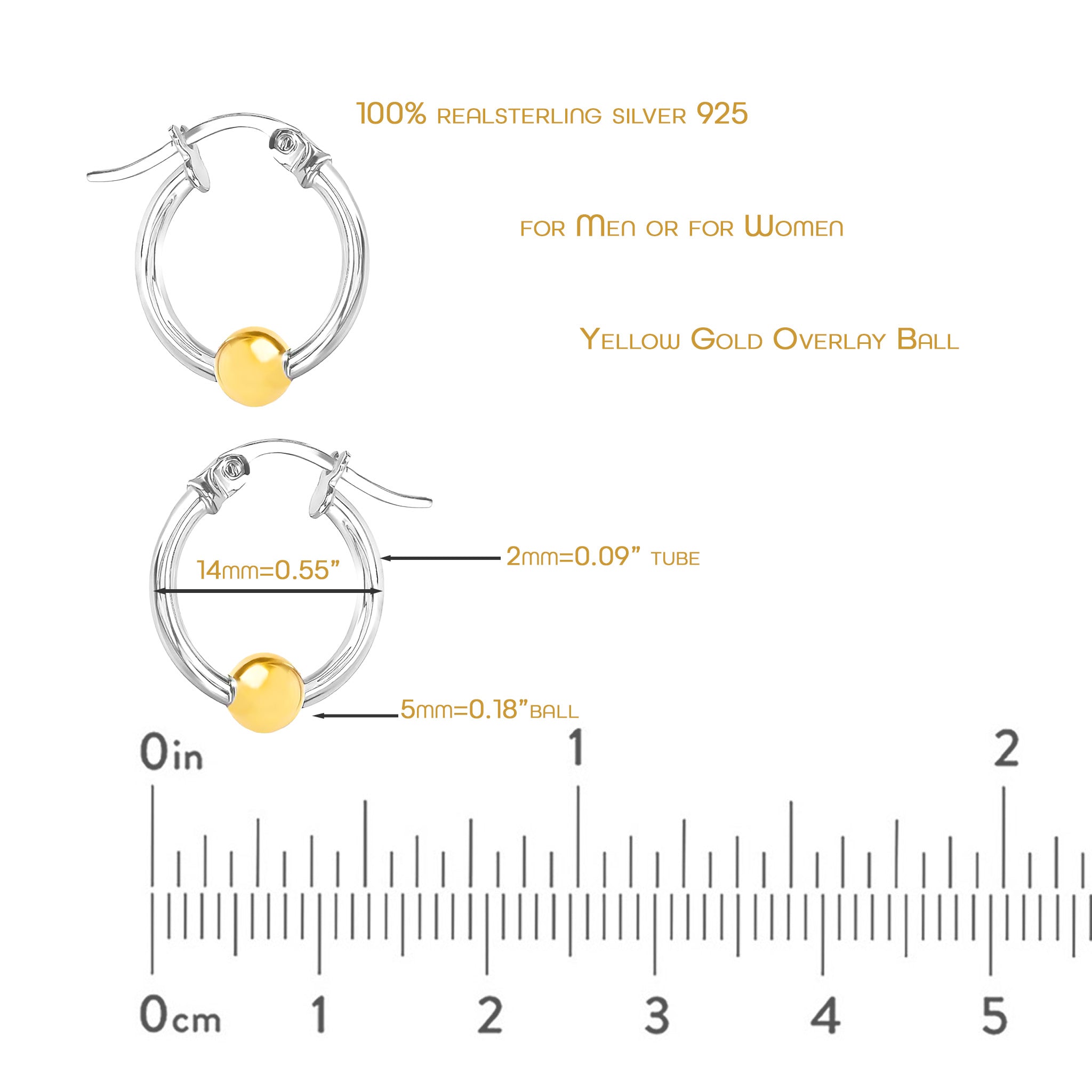 Gold Plated Sterling Silver Hoop Earrings 14mm 18mm and gift set