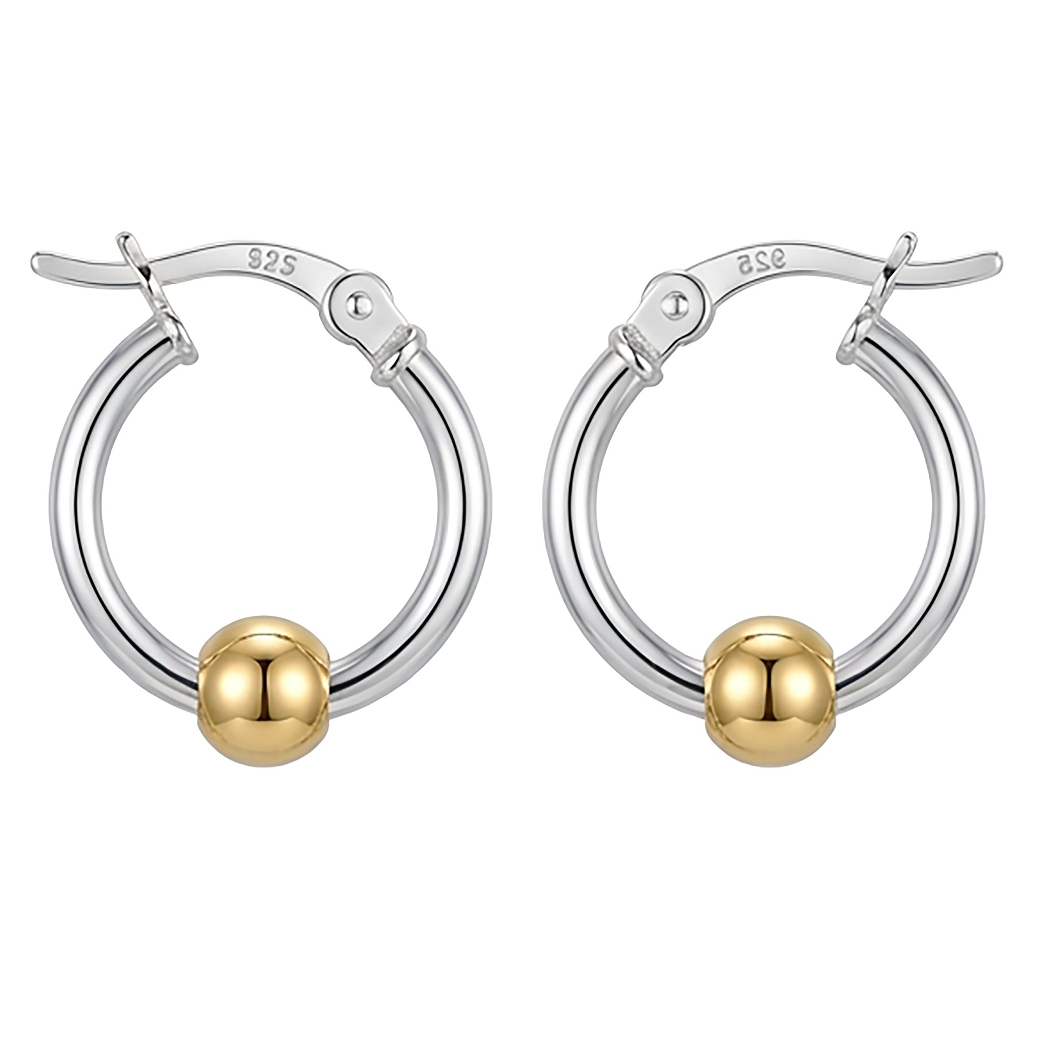 Gold Plated Sterling Silver Hoop Earrings 14mm 18mm and gift set