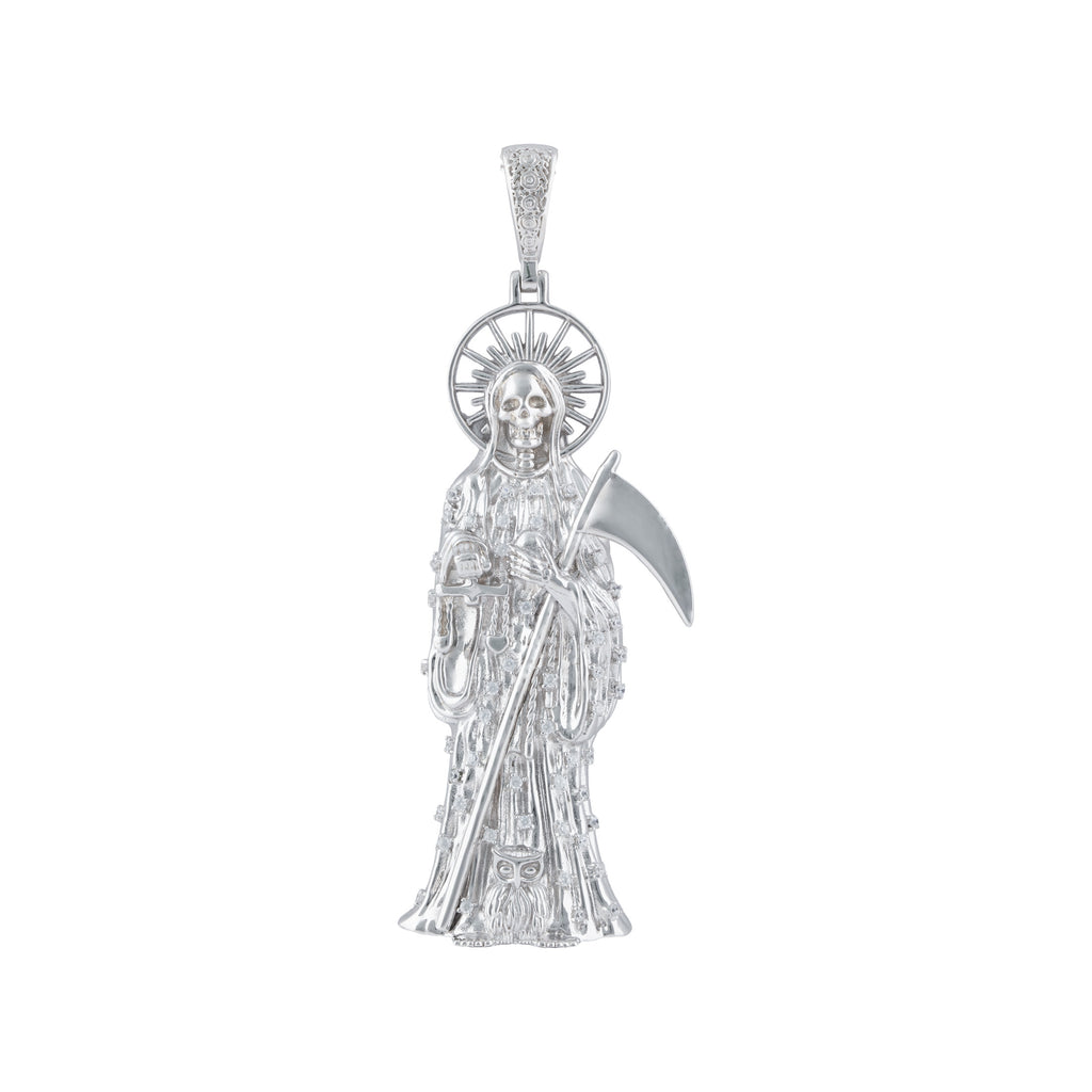 La Santa Muerte Holy Death Grim Reaper Pendant | 925 Sterling Silver Necklace