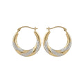 14K Two Tone Gold Fancy Mini Hoop Earrings – 18mm Yellow & White Gold