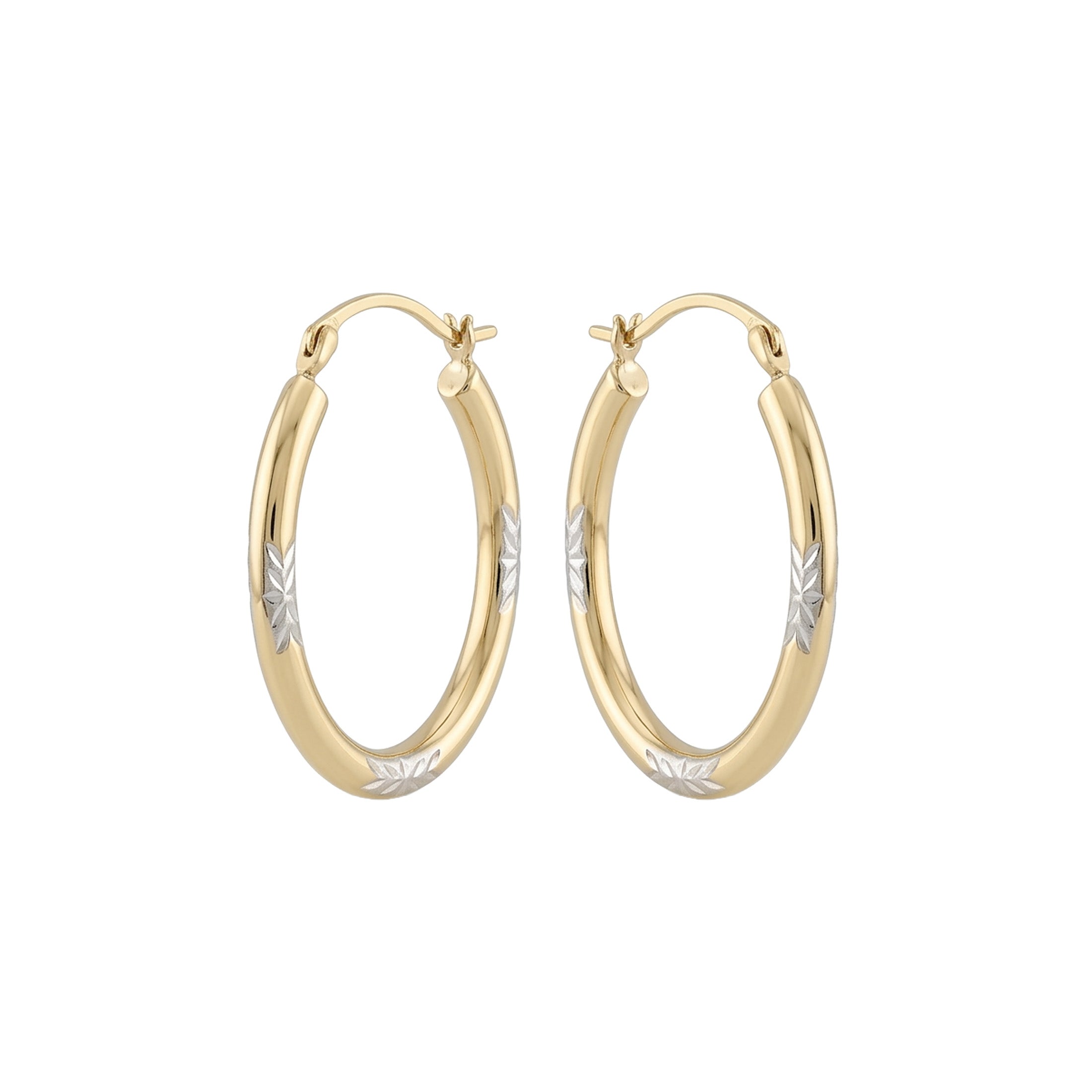 14K Gold Floral Hoop Earrings | 25 mm Oval Hinged Gold Hoops