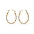 14K Gold Floral Hoop Earrings | 25 mm Oval Hinged Gold Hoops