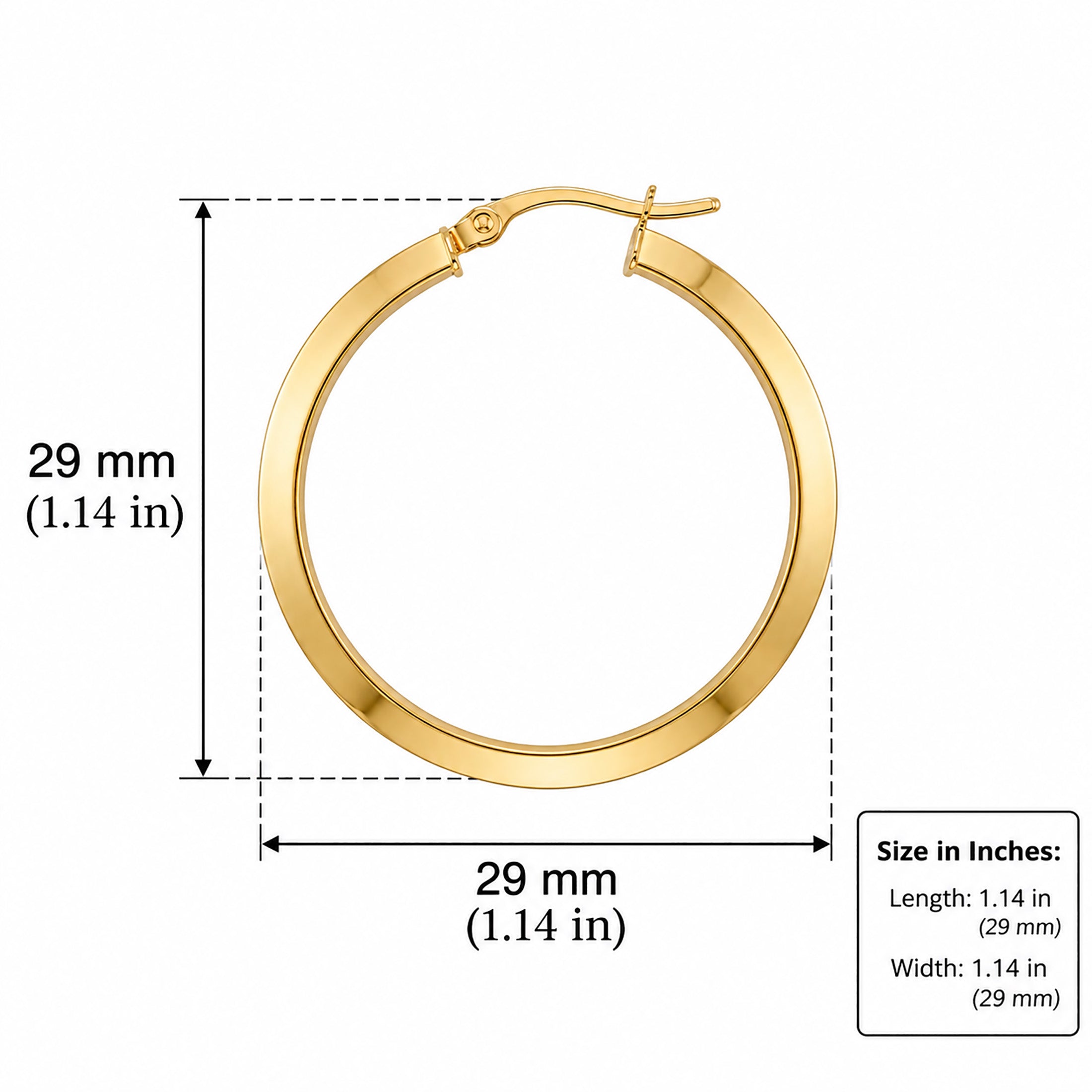 14K Yellow Gold Classic Hoop Earrings – 29mm