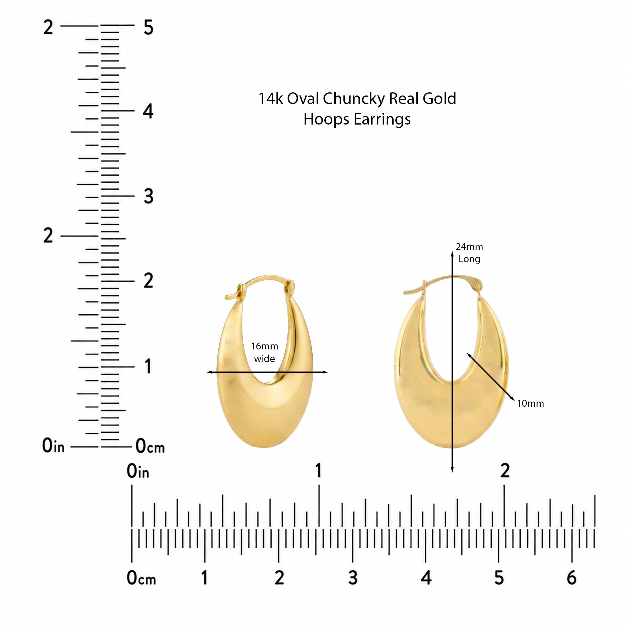 14K Gold Chunky Oval Hoop Earrings