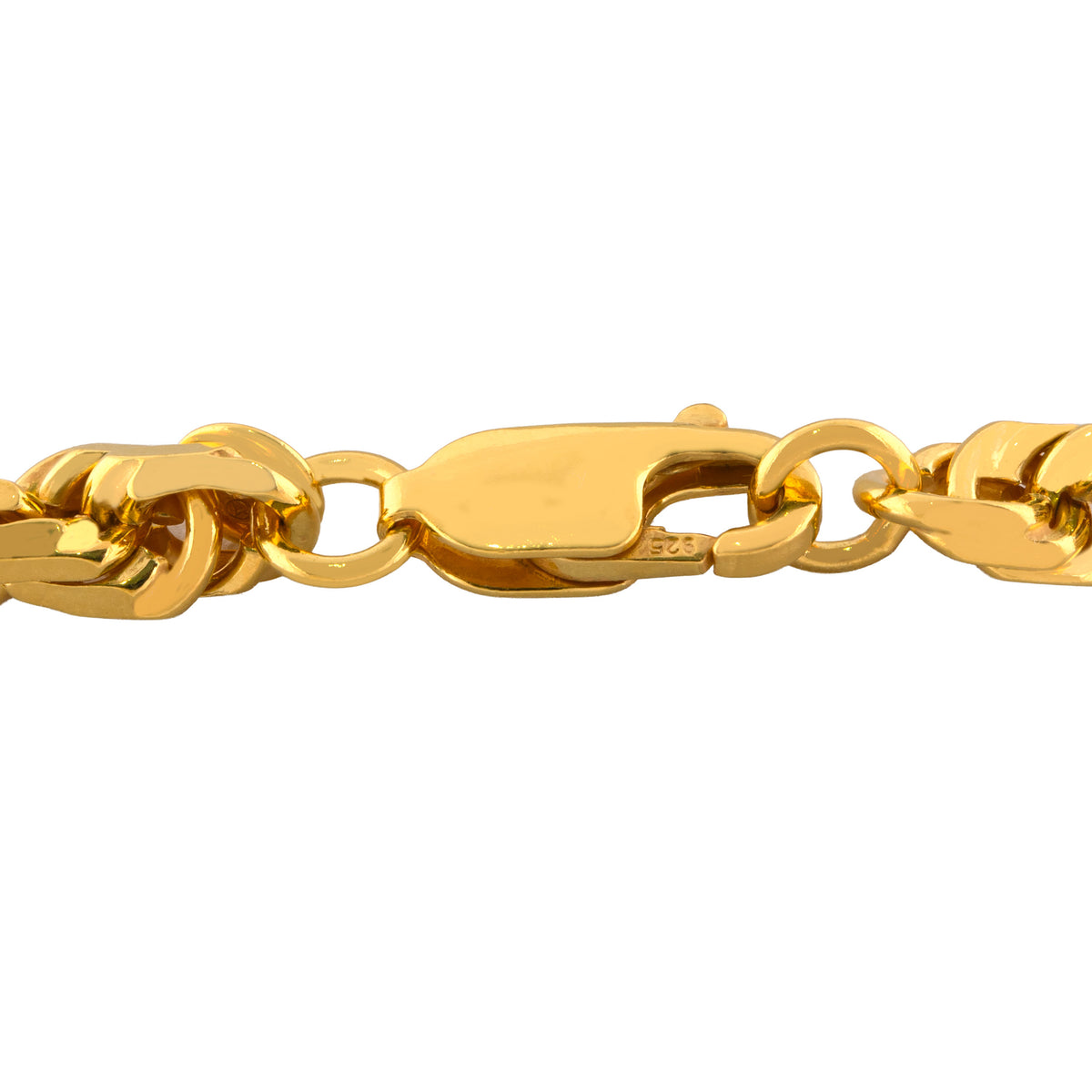 Men Necklace Gold-Plated on real 925 Sterling Silver Figarope Chain, 6mm, 22 or 24 Inches