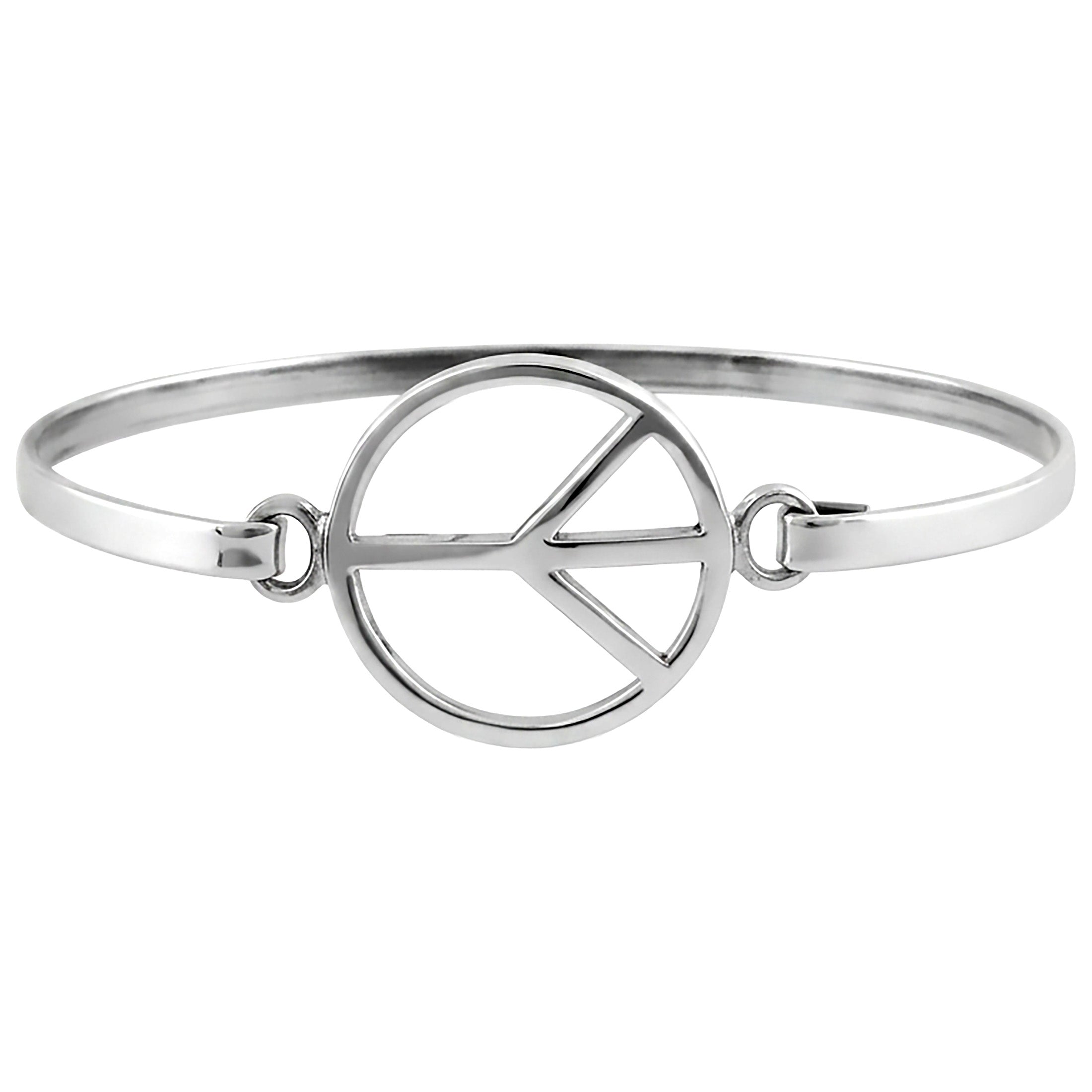 925 Sterling Silver Peace Sign Bangle Bracelet