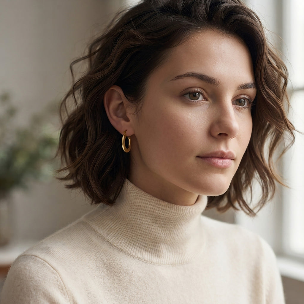 Classic Real 14k Yellow Gold Hoop Earrings (23mm x 4mm)