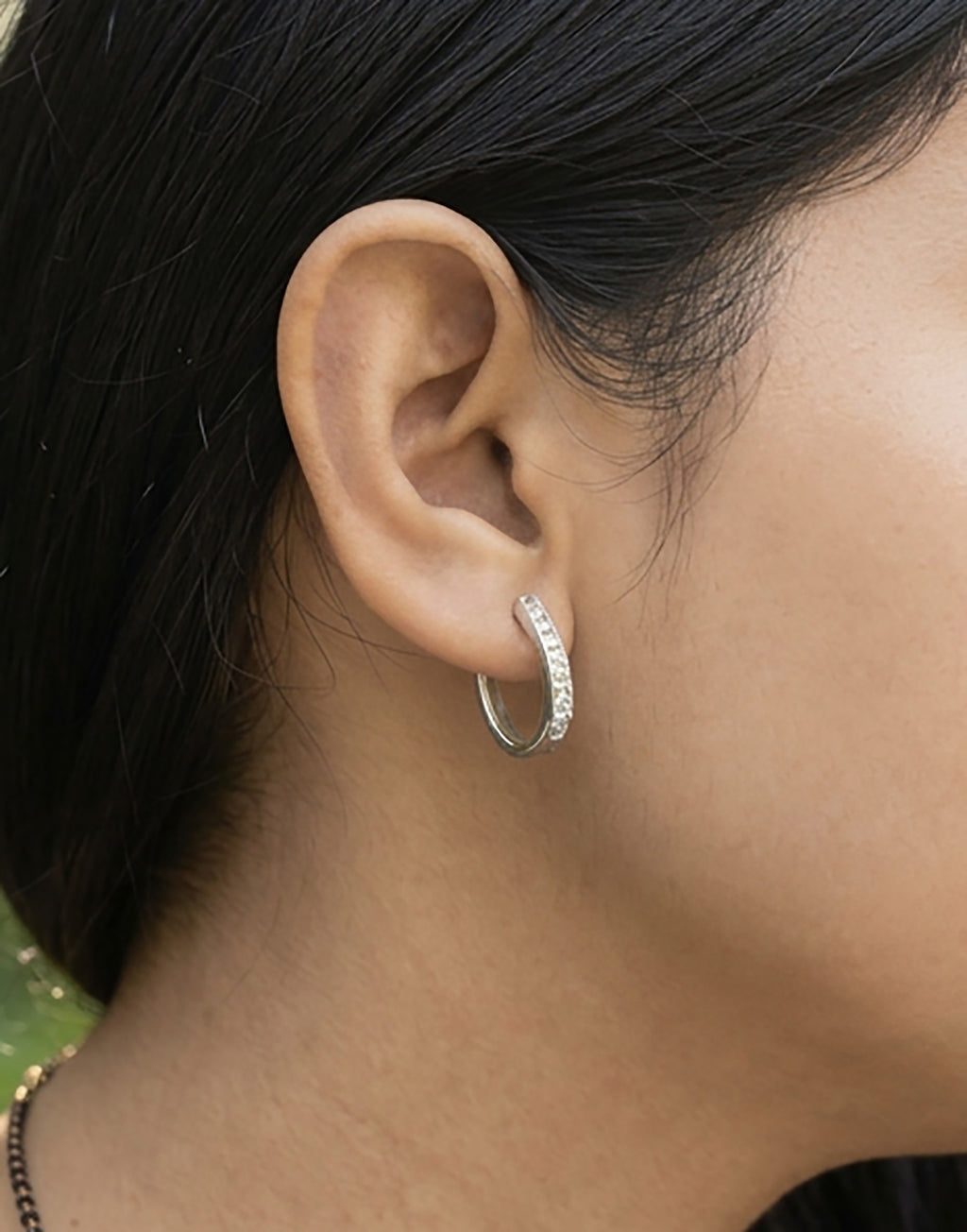 925 Sterling Silver CZ Huggie Hoop Earrings – 19mm Hinged Hoops