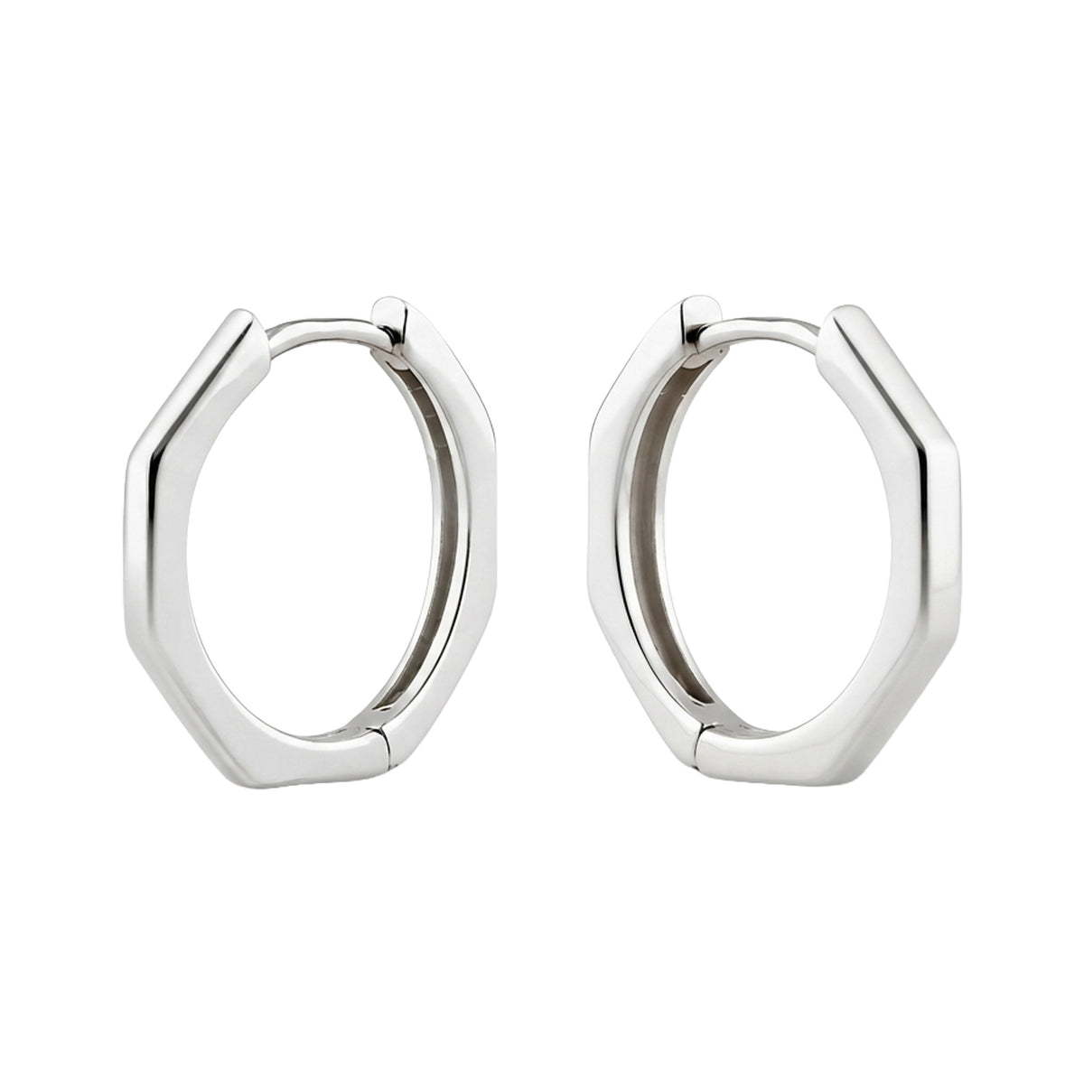 925 Sterling Silver Hexagon Hoop Earrings – Geometric Silver Hoops