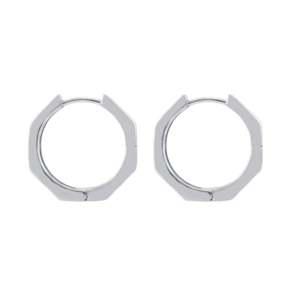 925 Sterling Silver Hexagon Hoop Earrings – Geometric Silver Hoops