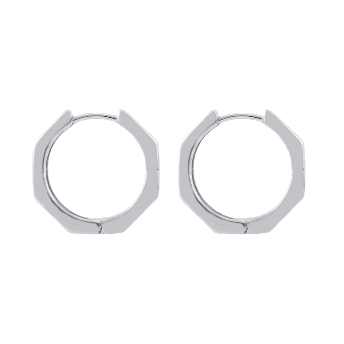 925 Sterling Silver Hexagon Hoop Earrings – Geometric Silver Hoops