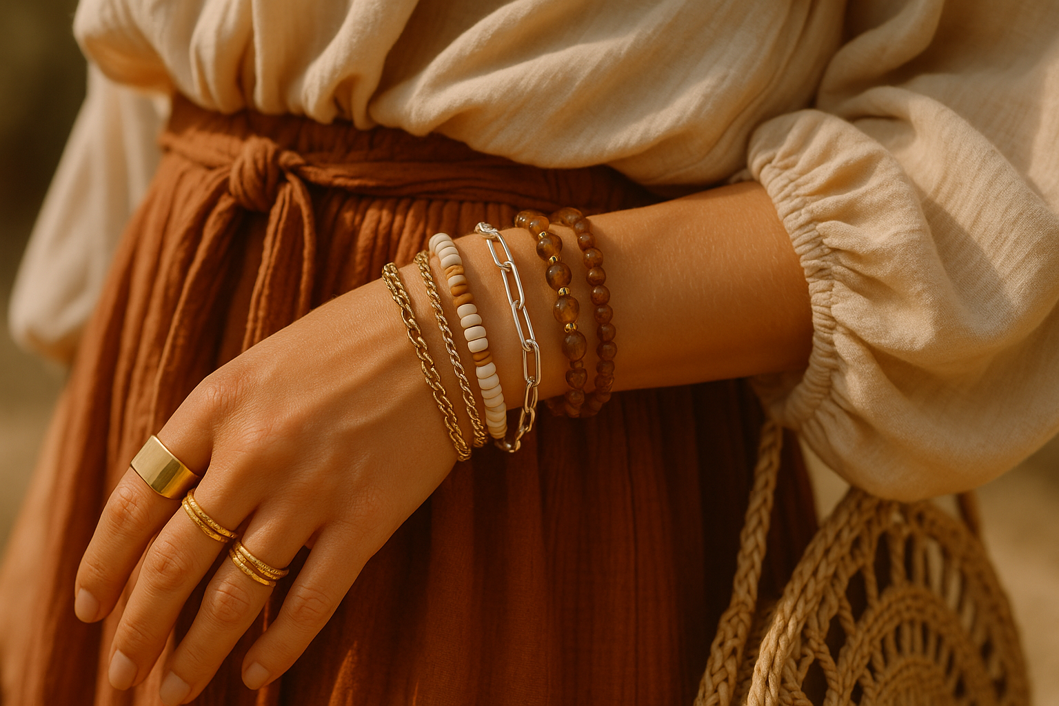 Paper clip stackable bracelet for Boho Styling