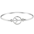 Peace Sign Bangle Bracelet | 925 Sterling Silver
