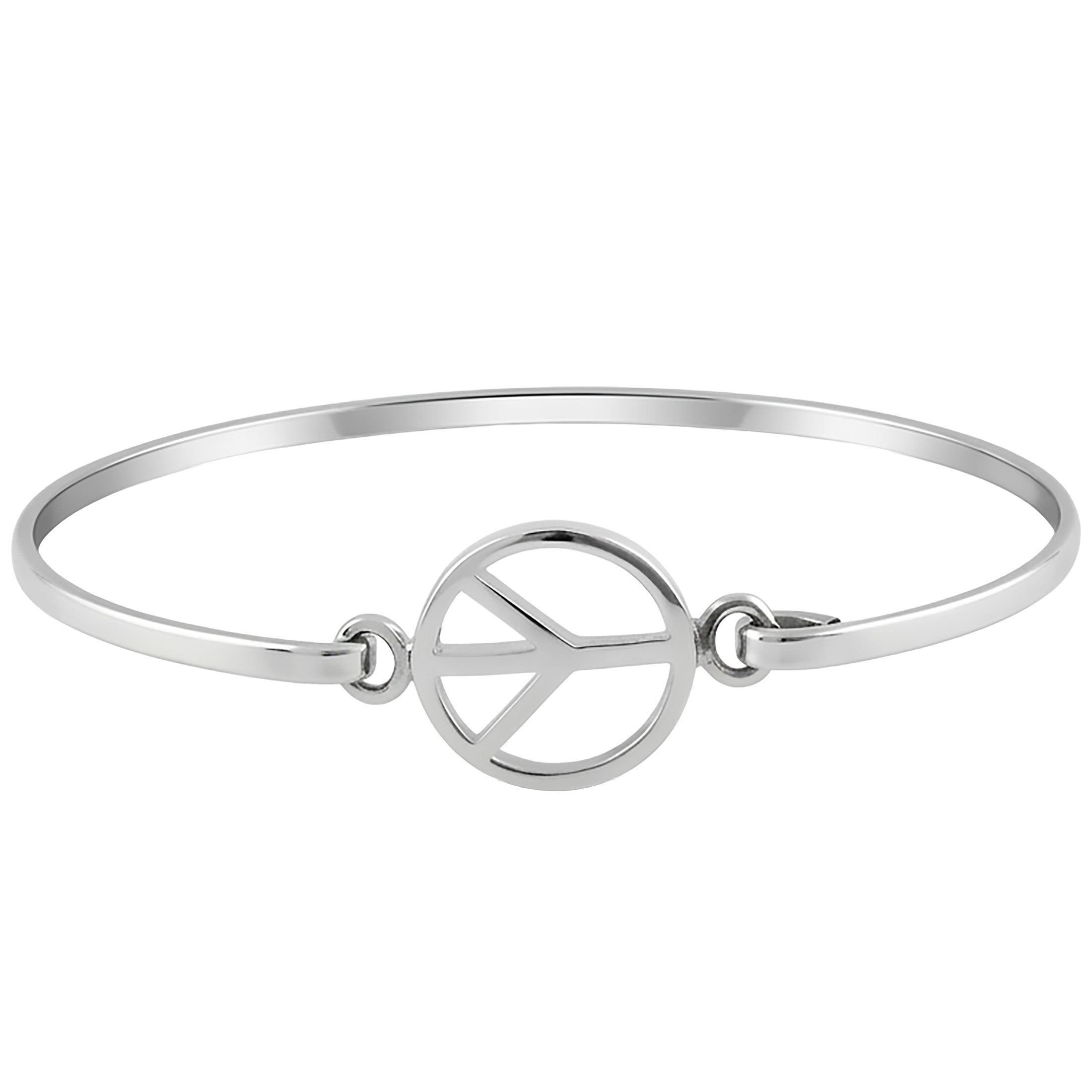 Peace Sign Bangle Bracelet | 925 Sterling Silver
