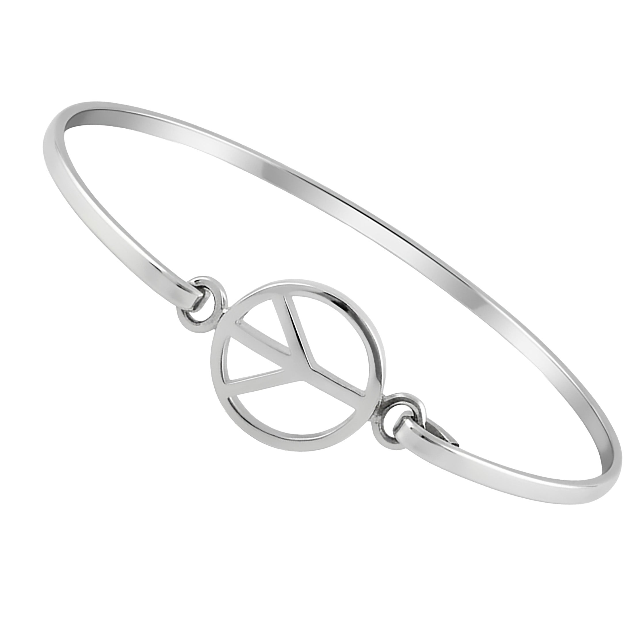 Peace Sign Bangle Bracelet | 925 Sterling Silver
