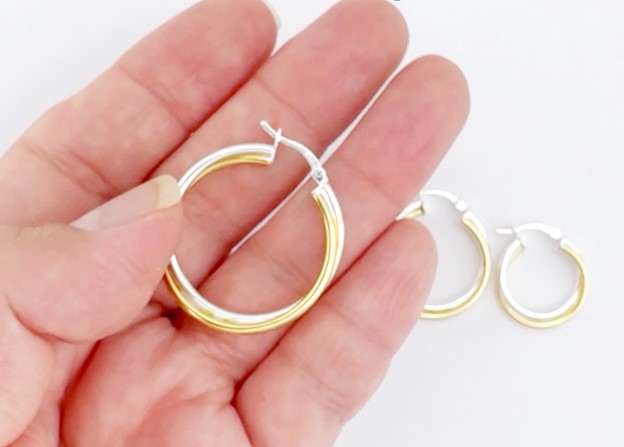 Ritastephens Two Tone Intertwined Hoop Earrings Sterling Silver 925 Yellow Gold Tone 20mm 25mm 30mm