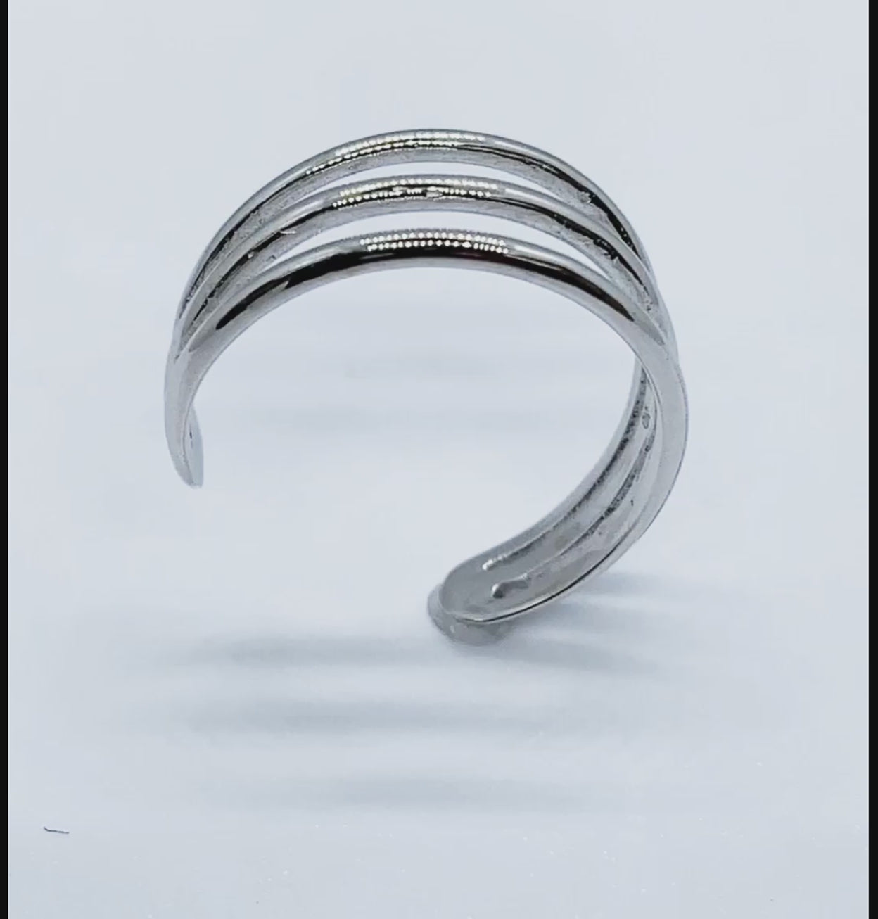 Toe Ring Real 14K White Gold Triple Row  Adjustable or Pinky ring