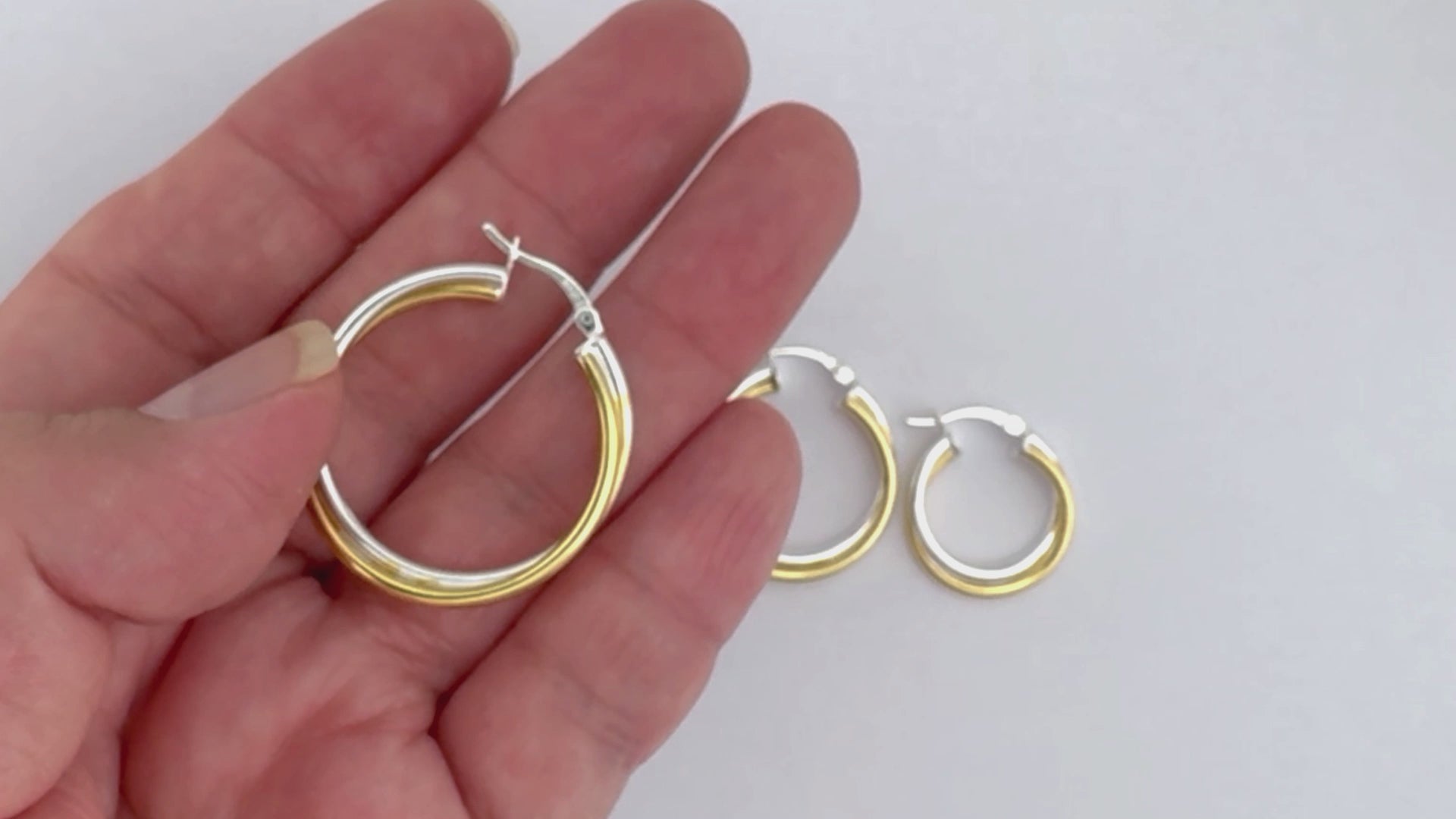 Sterling Silver Two Tone Intertwined Hoop Earrings - 925 Gold Plated Hoops 20mm 25mm 30mm - Sterling Silver 925