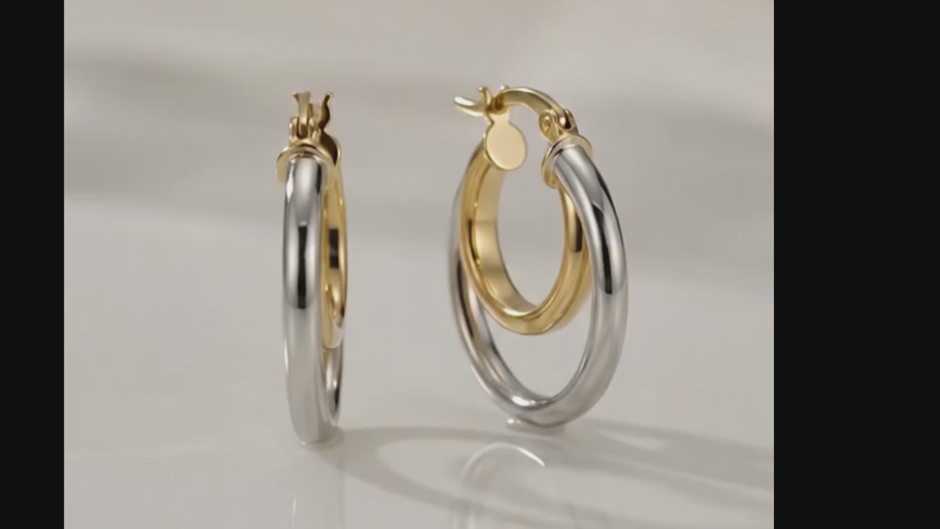 925 Sterling Silver Two Tone Intertwined Hoop Earrings – Gold & Silver Double Hoops