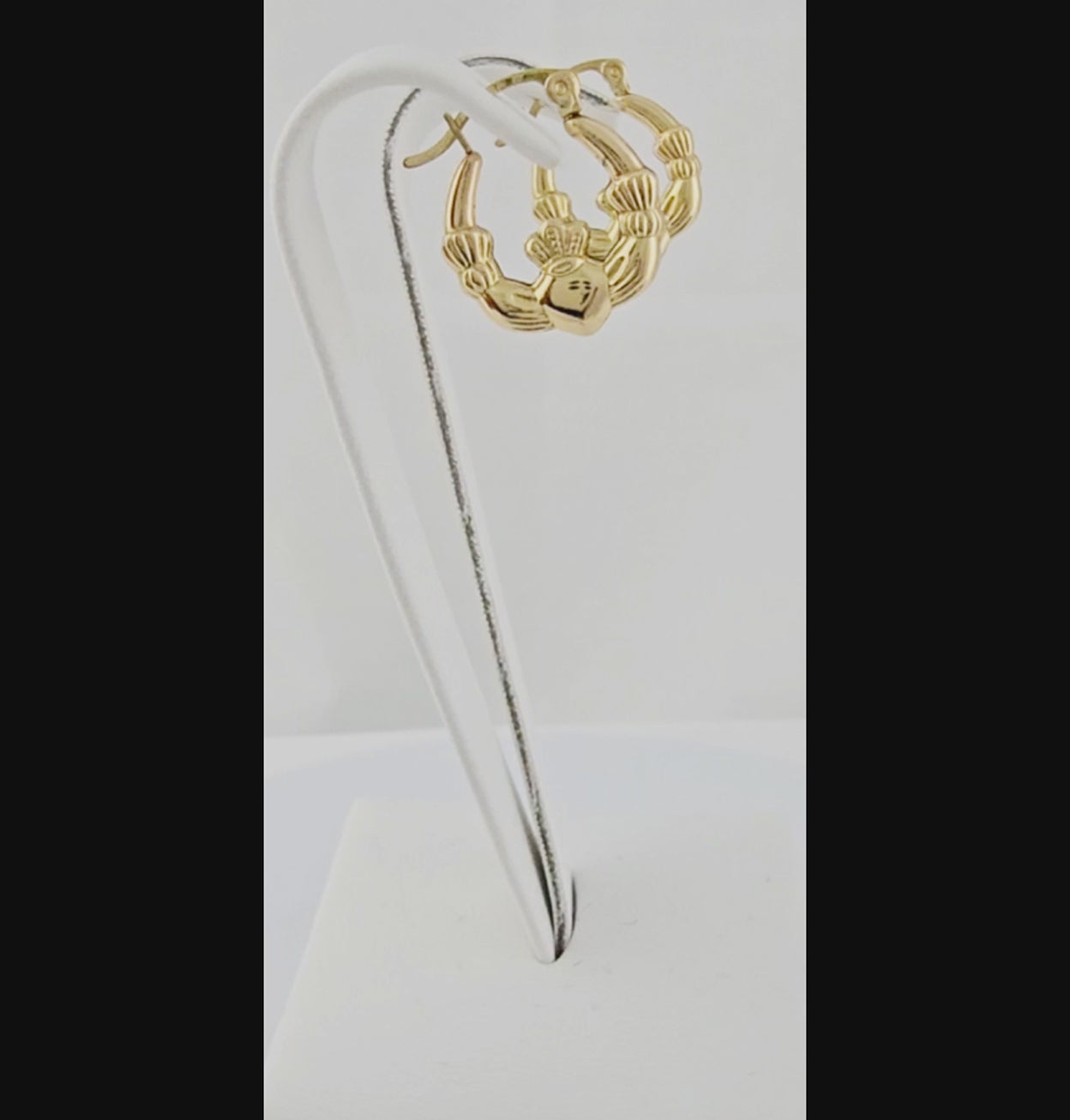 Real 14k Yellow Gold Claddagh Hoop Earrings - Genuine Irish Celtic Heart gold hoops for Men or for Women-Fine Jewelry Gift