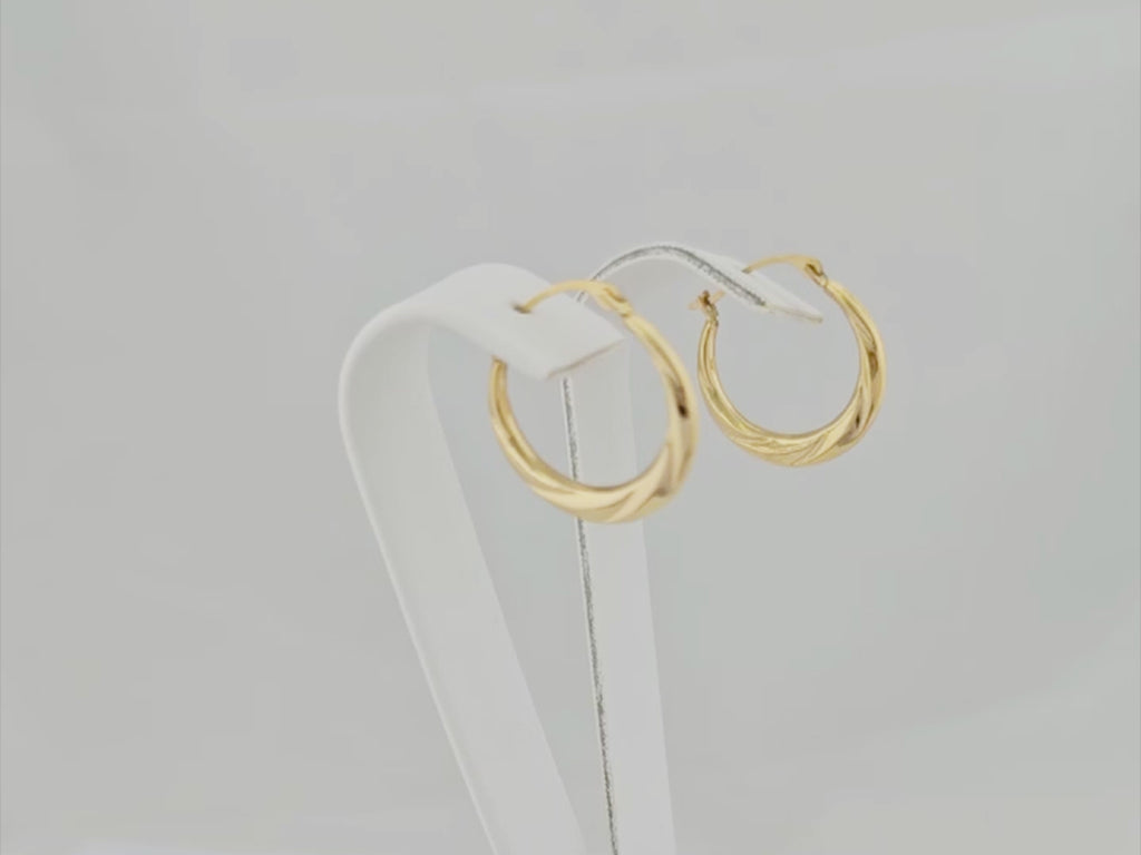 10K Solid Gold Twisted Hoop Earrings | 17.5mm Snap Closure Hoops