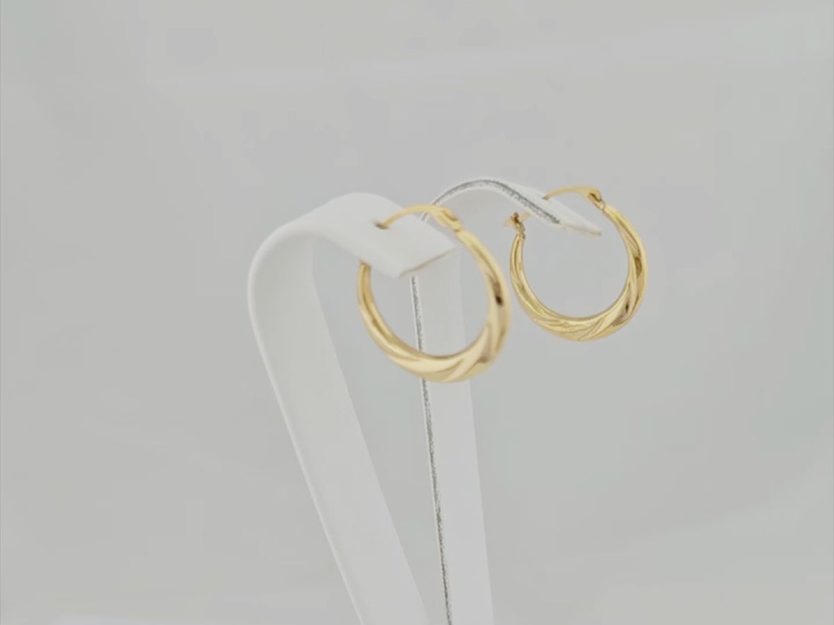 10K Solid Gold Twisted Hoop Earrings | 17.5mm Snap Closure Hoops