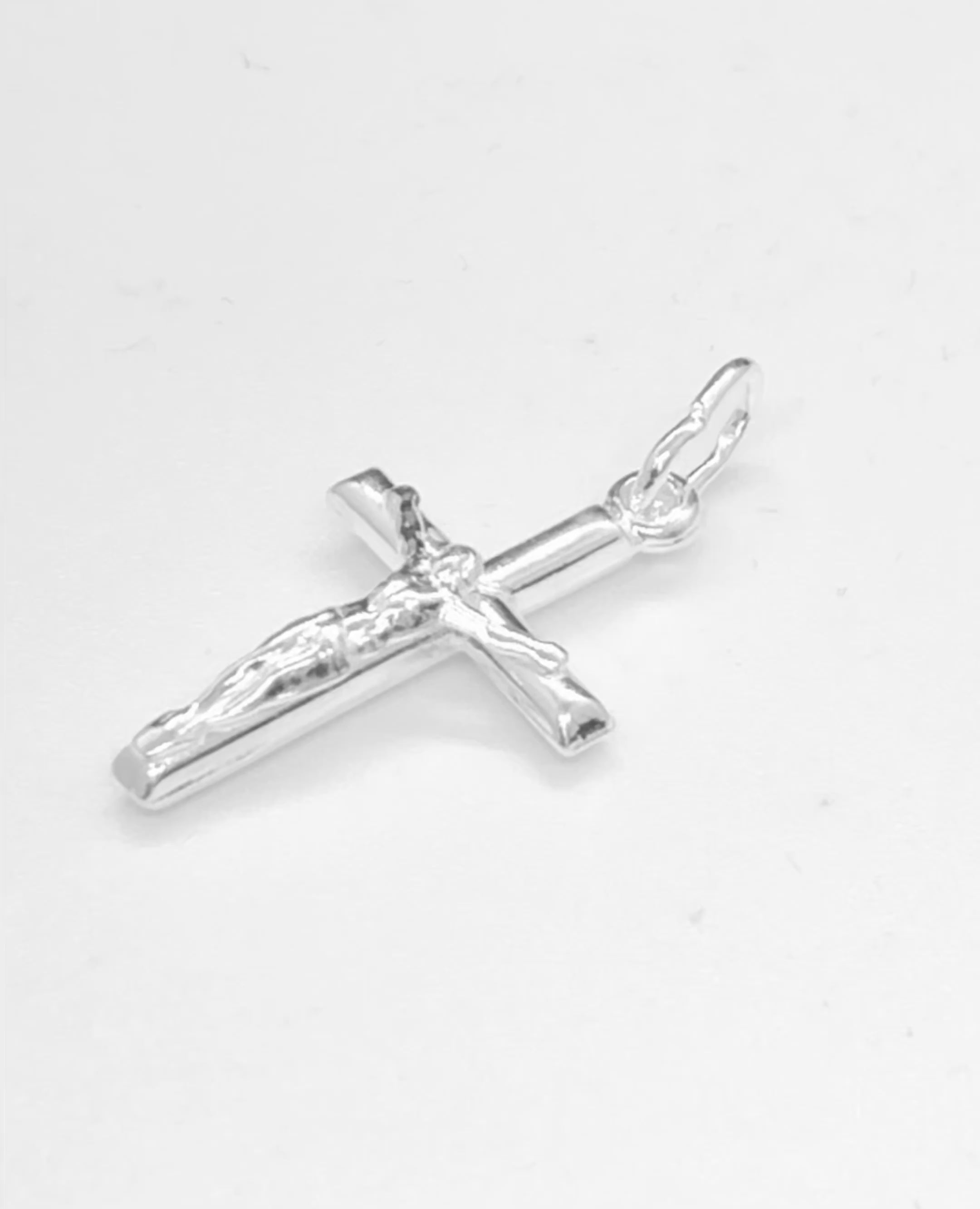 Crucifix Cross Charm Pendant Jesus Cross Pendan Tube cross 1.2 inches by 0.61 inches sterling silver 925 - Sterling Silver 925