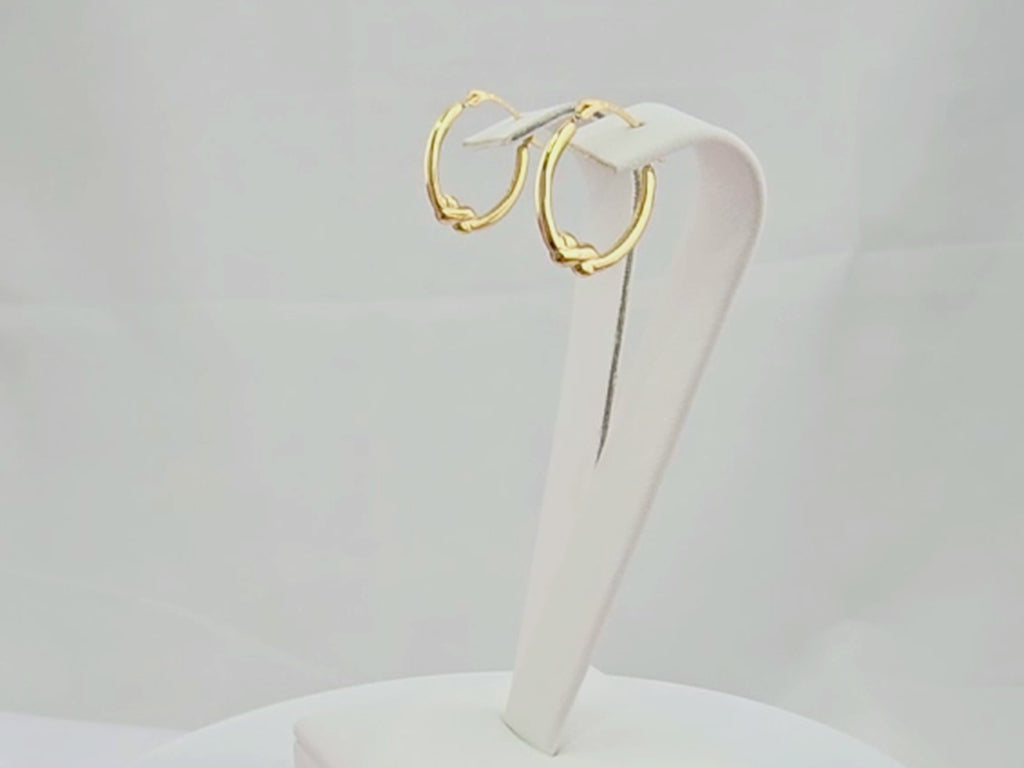 Real 10K Yellow Gold Oval X Knot Hoop Earrings | 17mm Small Gold Hoops