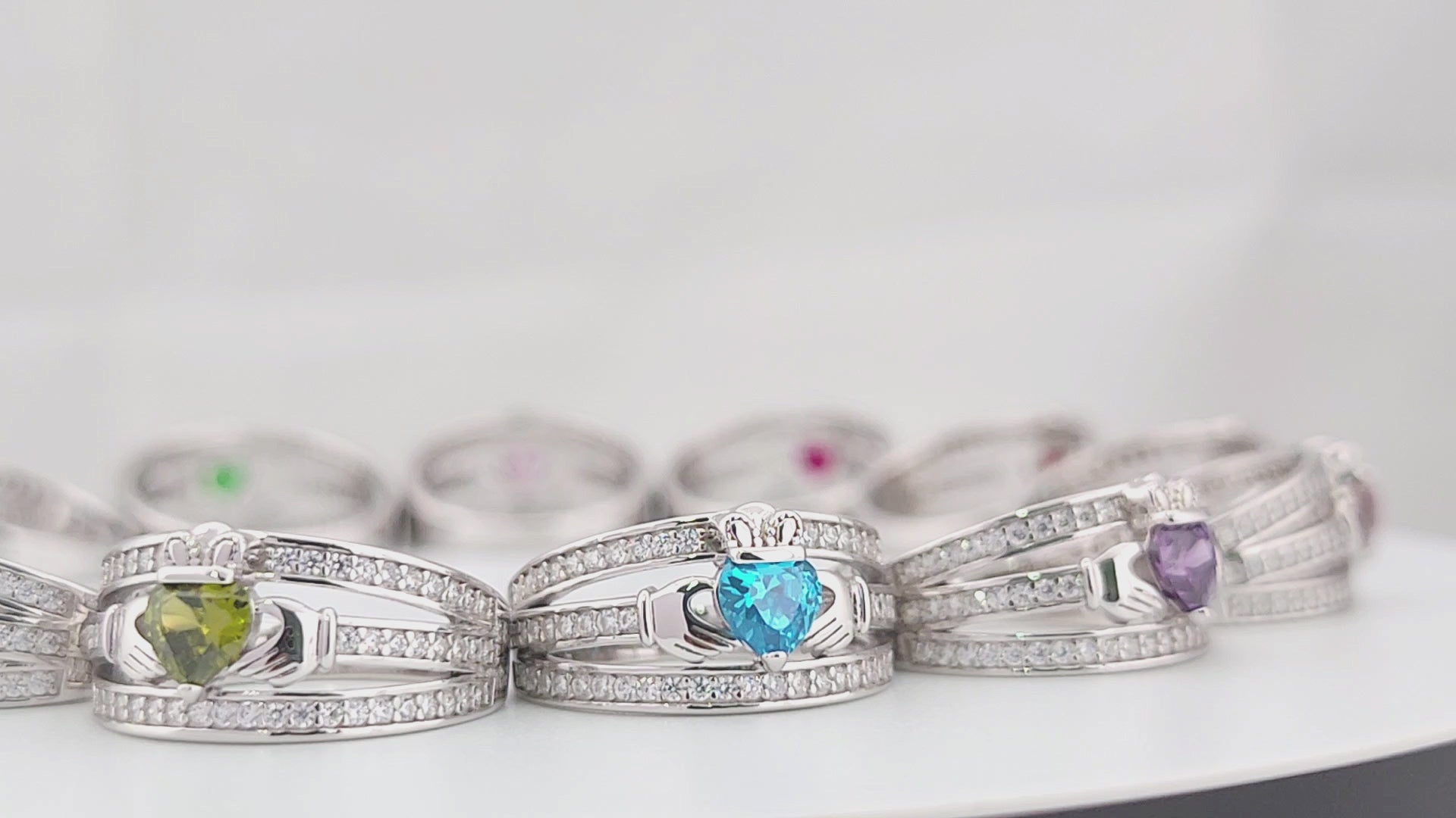 Claddagh Ring Birthstone - Irish Celtic Love and Friendship Ring Sterling Silver 925 Yellow Gold Overlay | - Sterling Silver 925