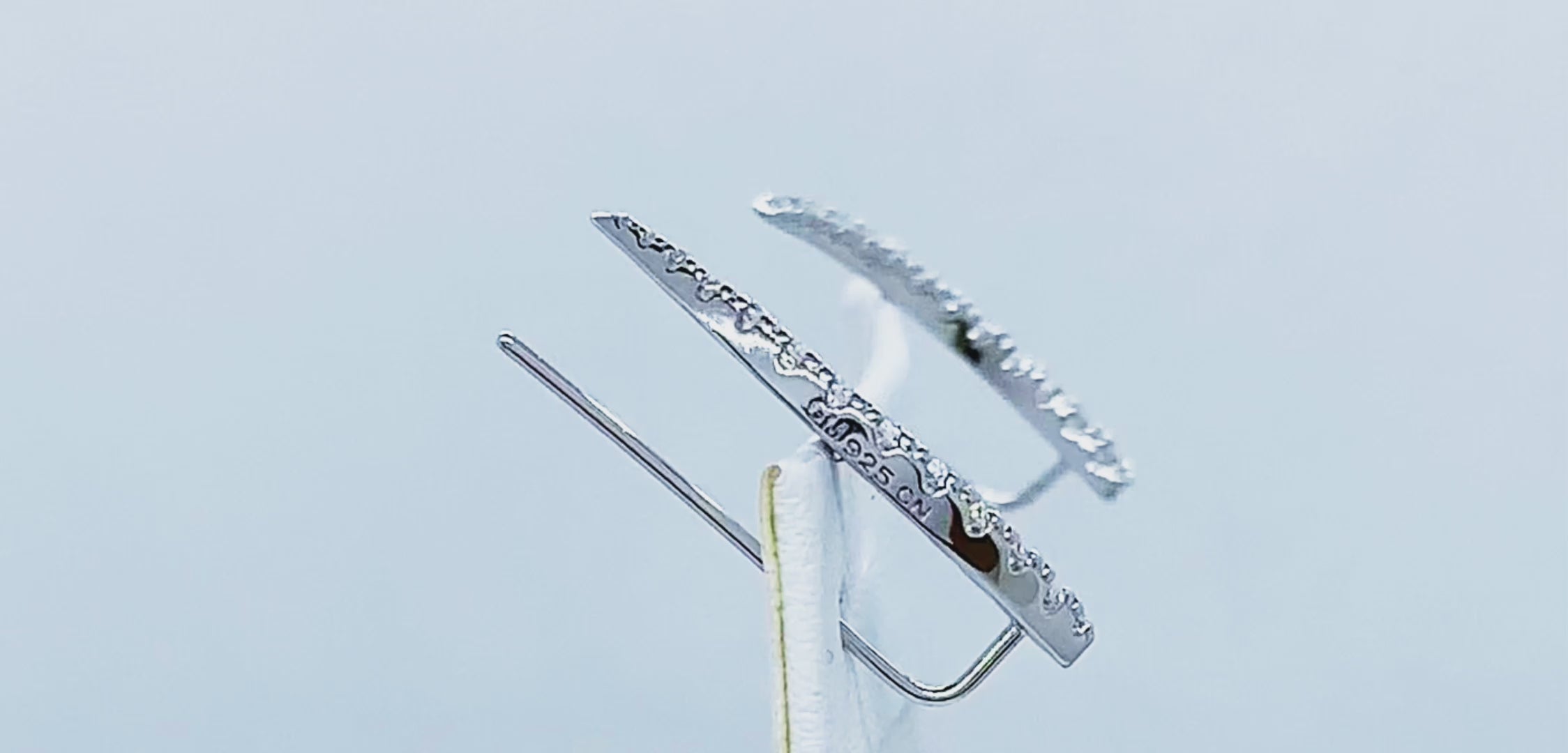 Climber Crawler Earrings 20mm-1 inch long 14K Yellow gold overlay real Sterling Silver 925 CZ